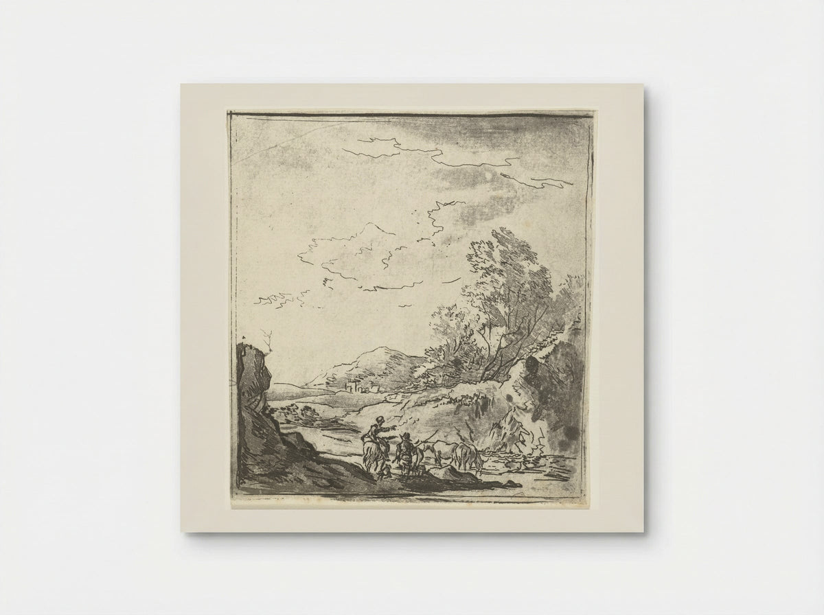 Landschap met ruiter en herder - Louis Bernard Coclers - Poster