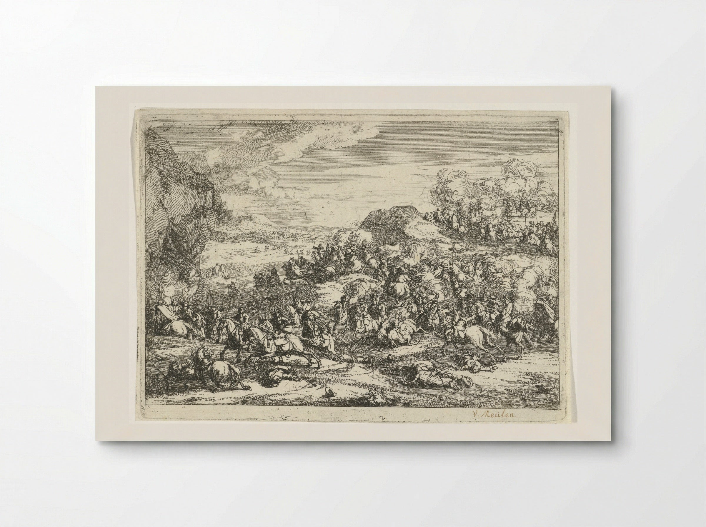 Landschap met ruitergevecht - Jan van Huchtenburg - Poster