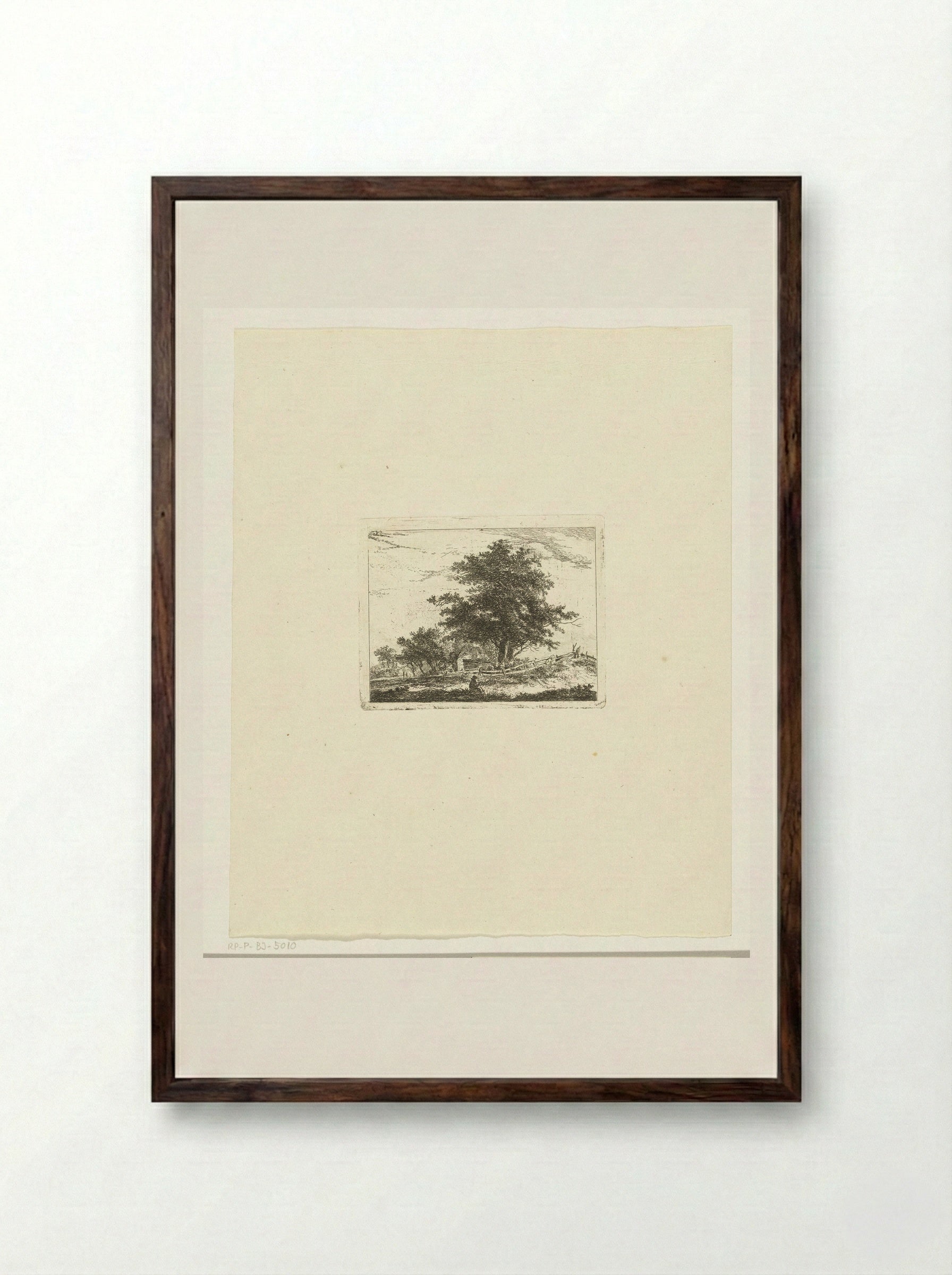 Landschap met rustende wandelaar - Hermanus van Brussel - Framed Print Dark Wood