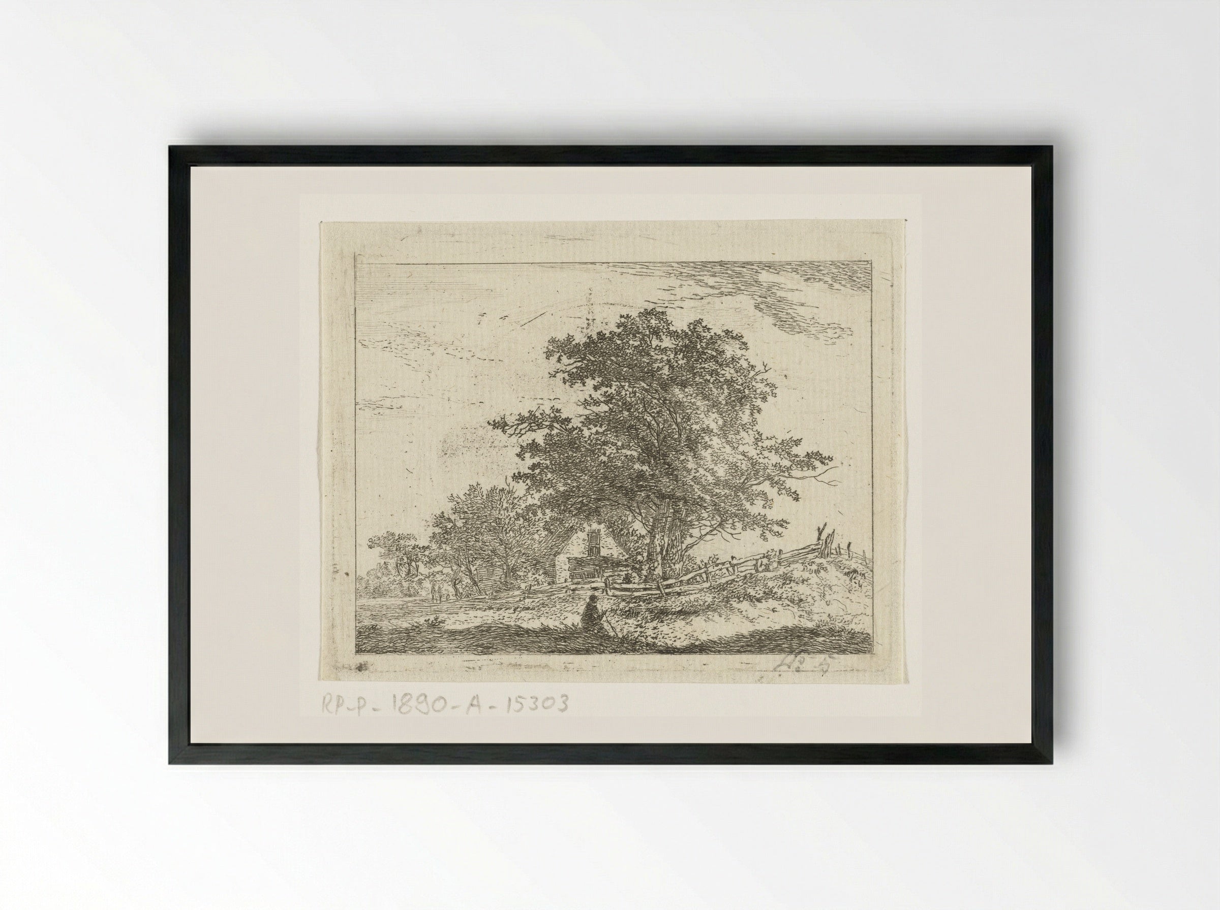 Landschap met rustende wandelaars - Hermanus van Brussel - Framed Print Black