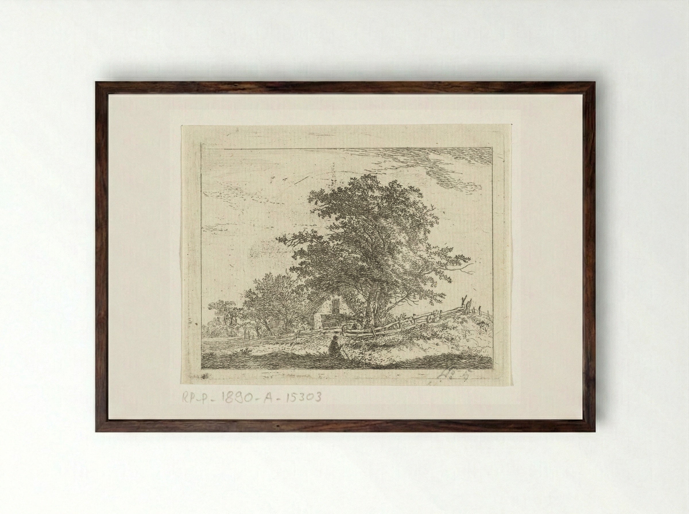 Landschap met rustende wandelaars - Hermanus van Brussel - Framed Print Dark Wood