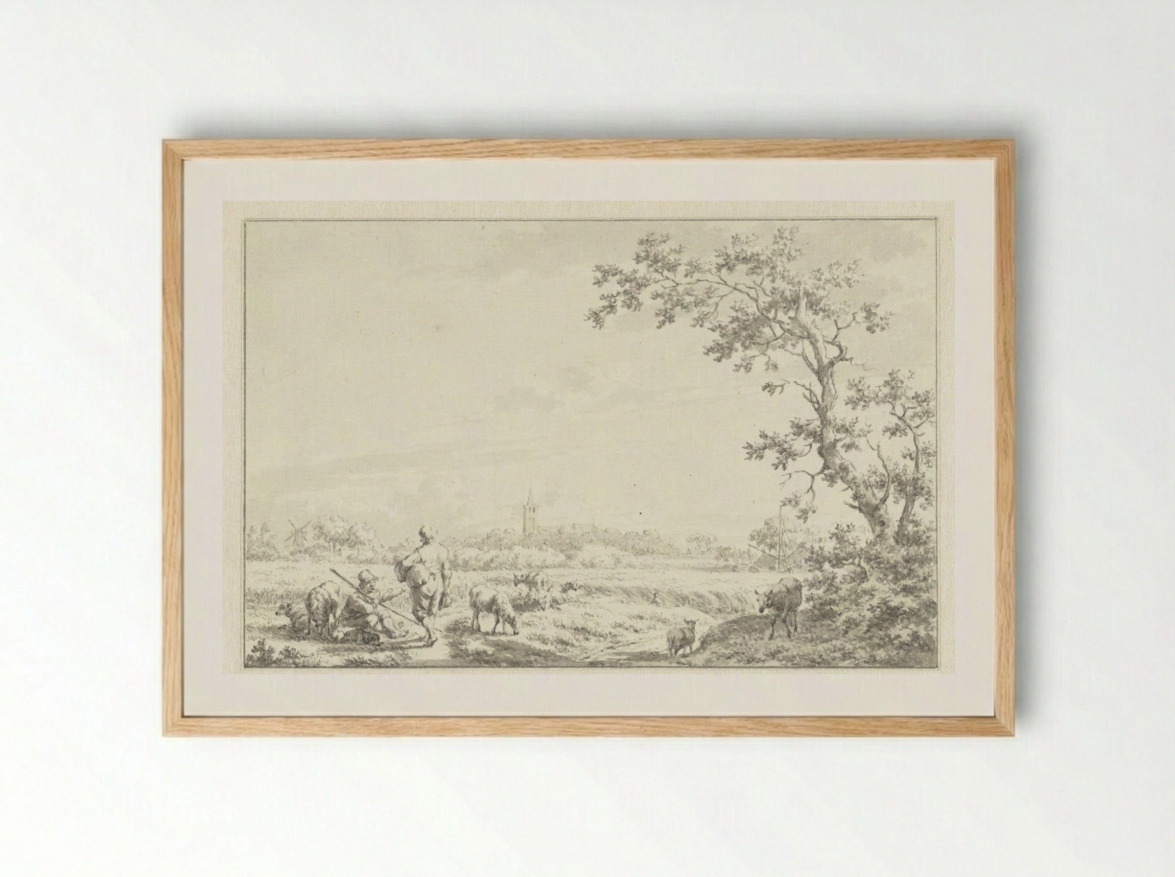 Landschap met schaapherder - Jacob Cats - Framed Print Wood