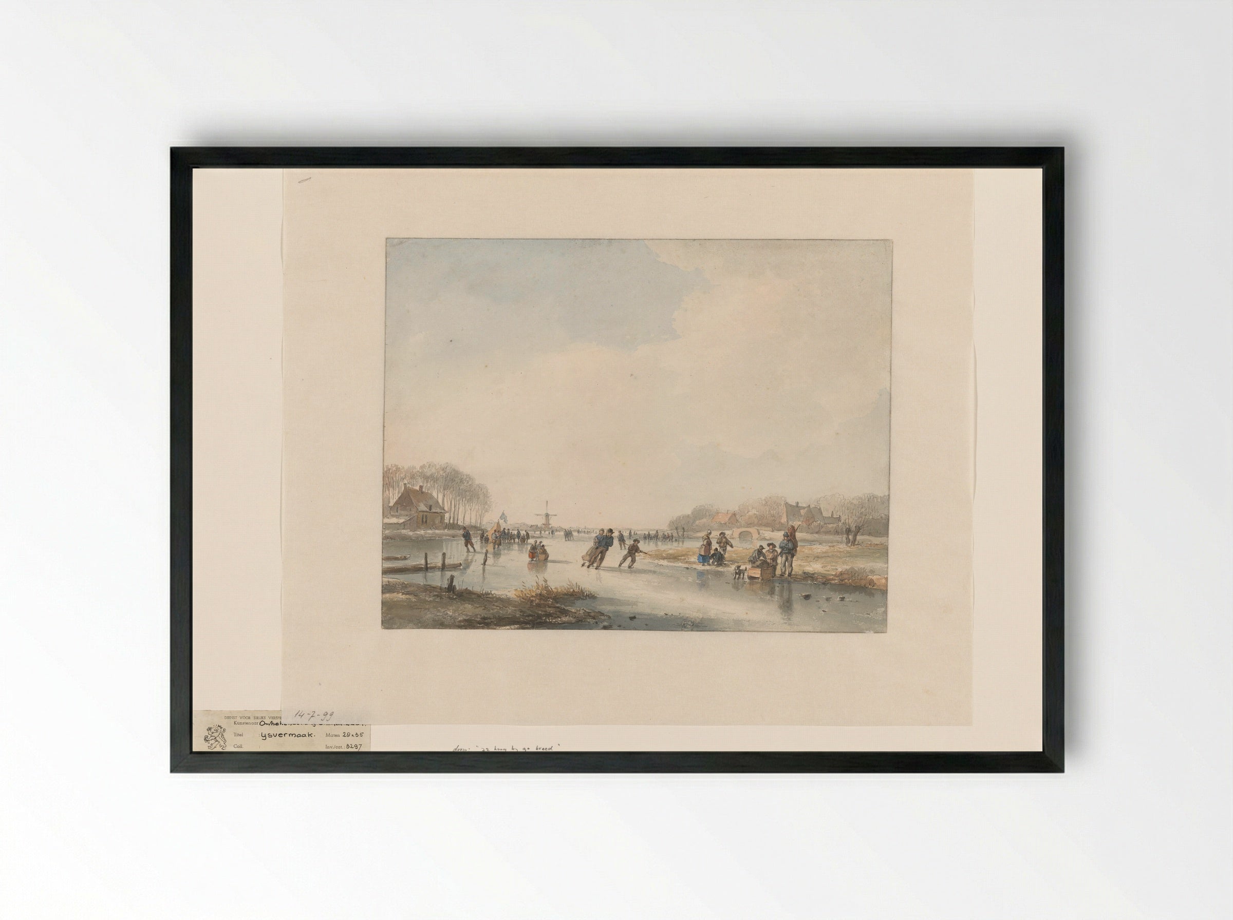 Landschap met schaatsenrijders - Andreas Schelfhout - Framed Print Black