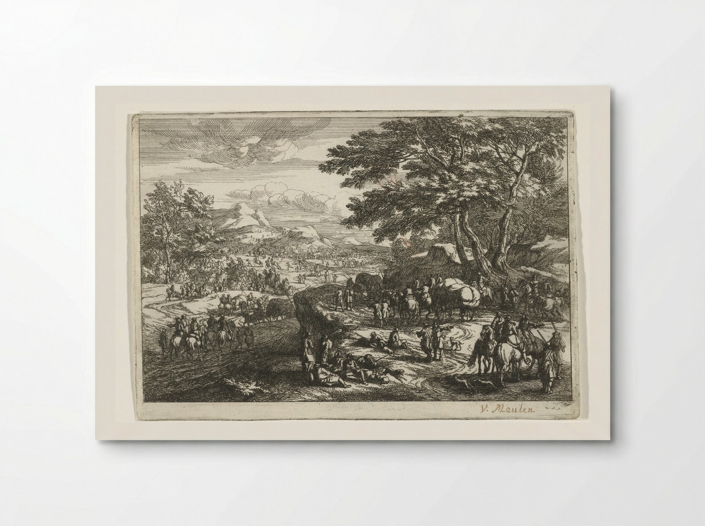 Landschap met soldaten - Jan van Huchtenburg - Poster