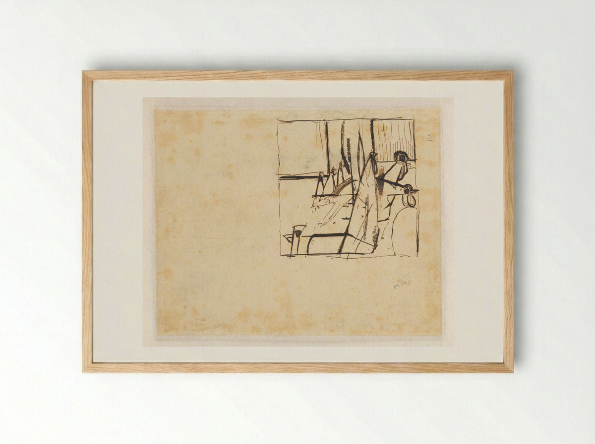 Landschap met staande figuren en hanenkoppen - Herman Kruyder - Framed Print Wood