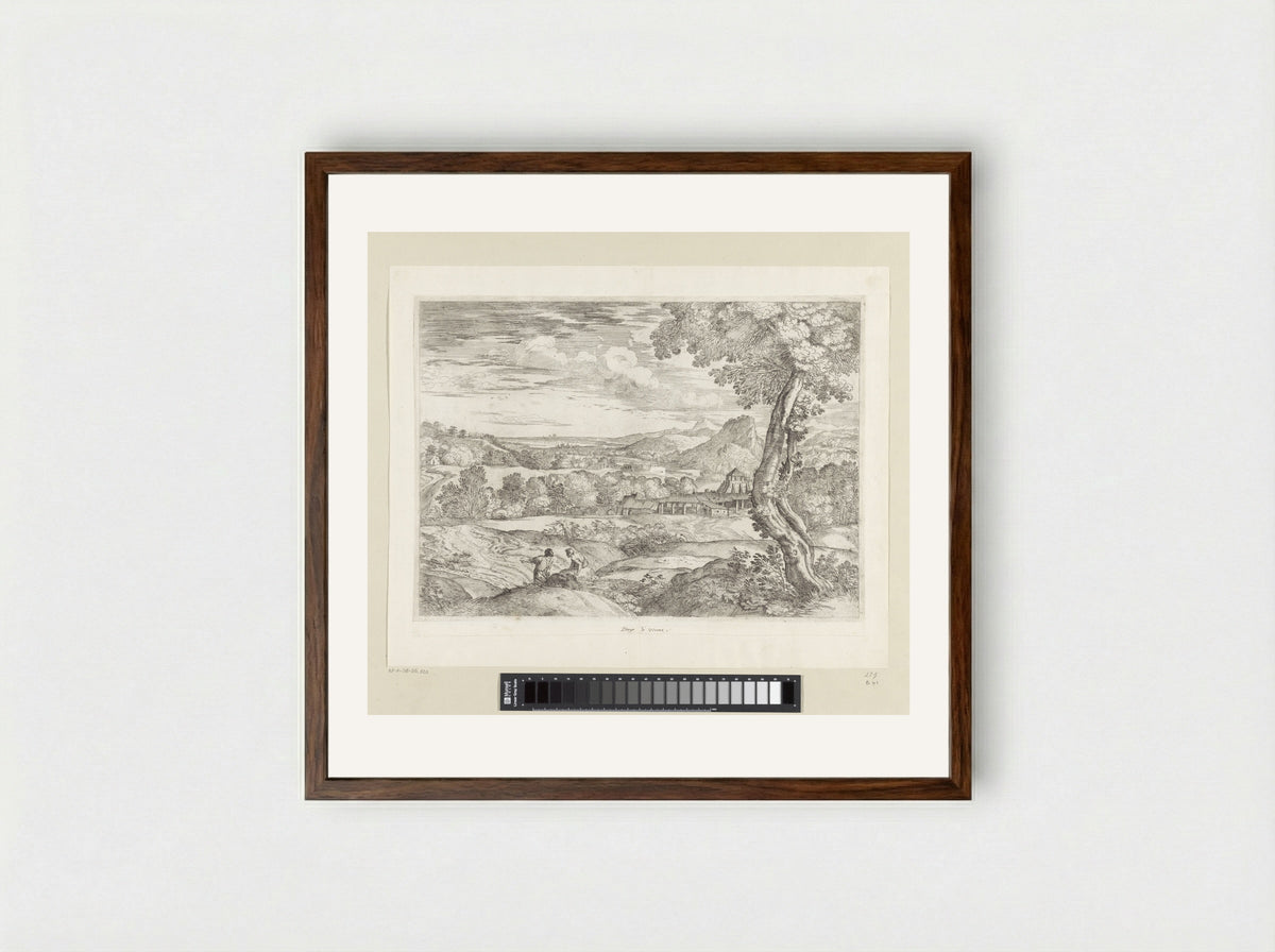 Landschap met steenfabriek - Giovanni Francesco Grimaldi - Framed Print Dark Wood