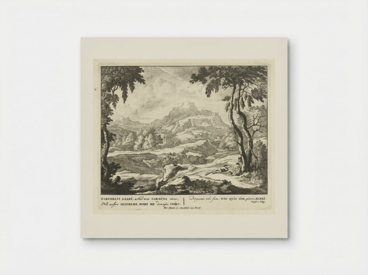 Landschap met twee herders bij een boom - Jan van Call (I) - Poster