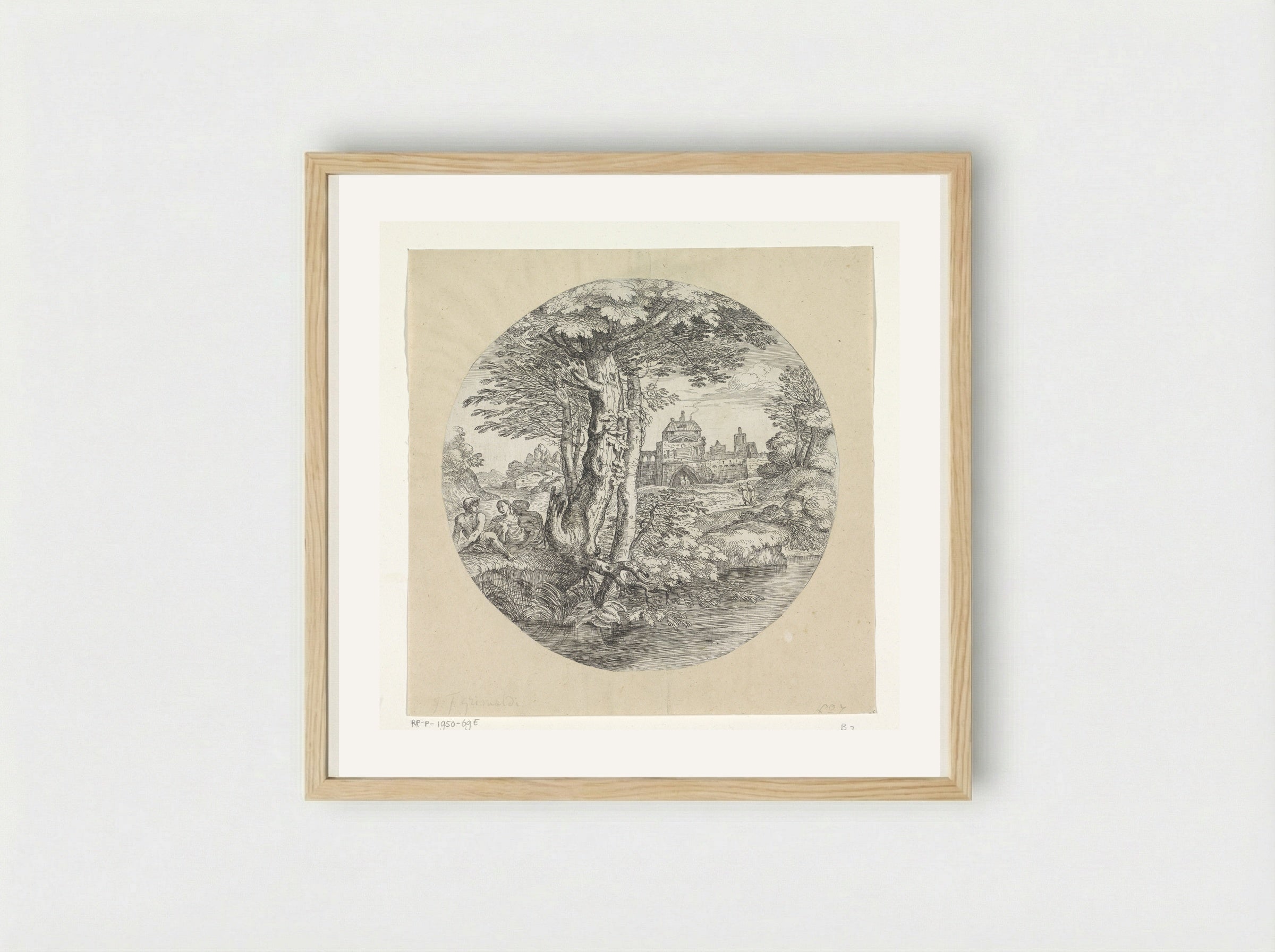 Landschap met twee ruiters die een fort binnengaan - Giovanni Francesco Grimaldi - Framed Print Wood