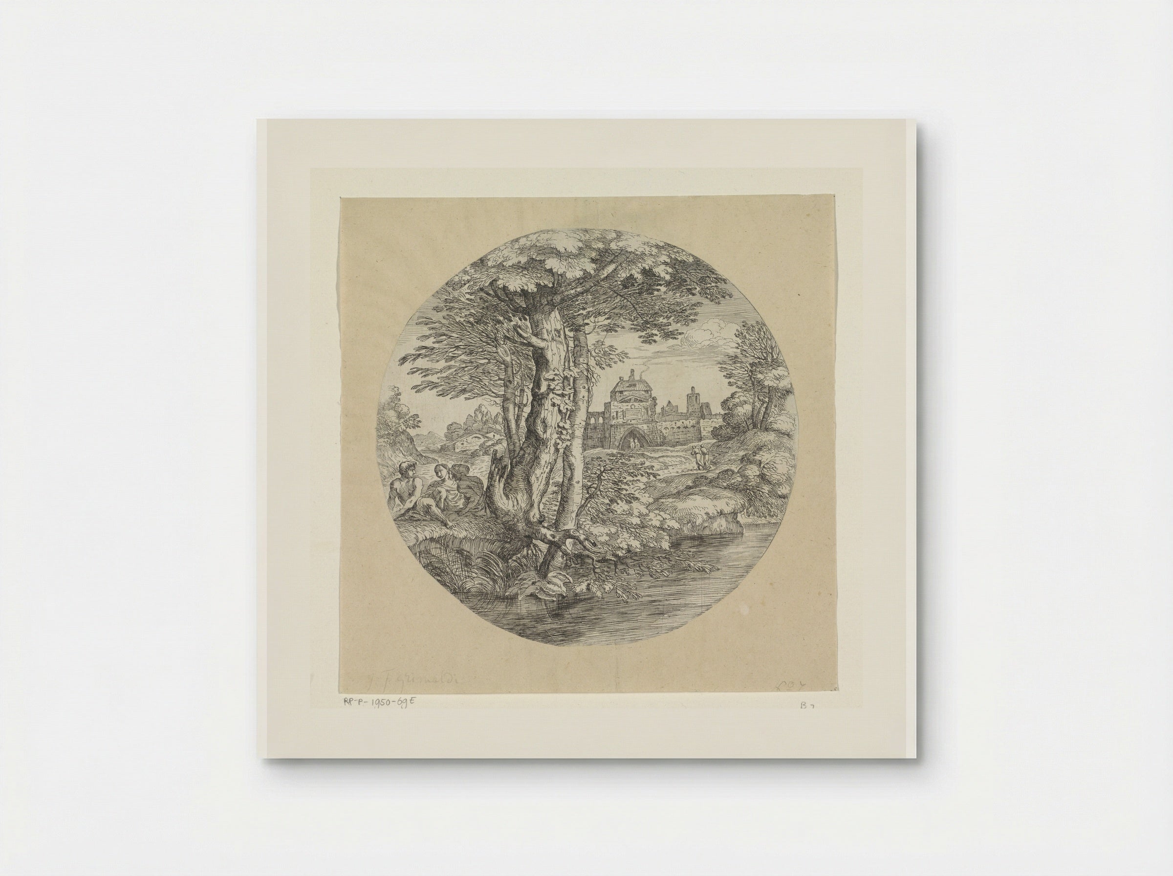 Landschap met twee ruiters die een fort binnengaan - Giovanni Francesco Grimaldi - Poster
