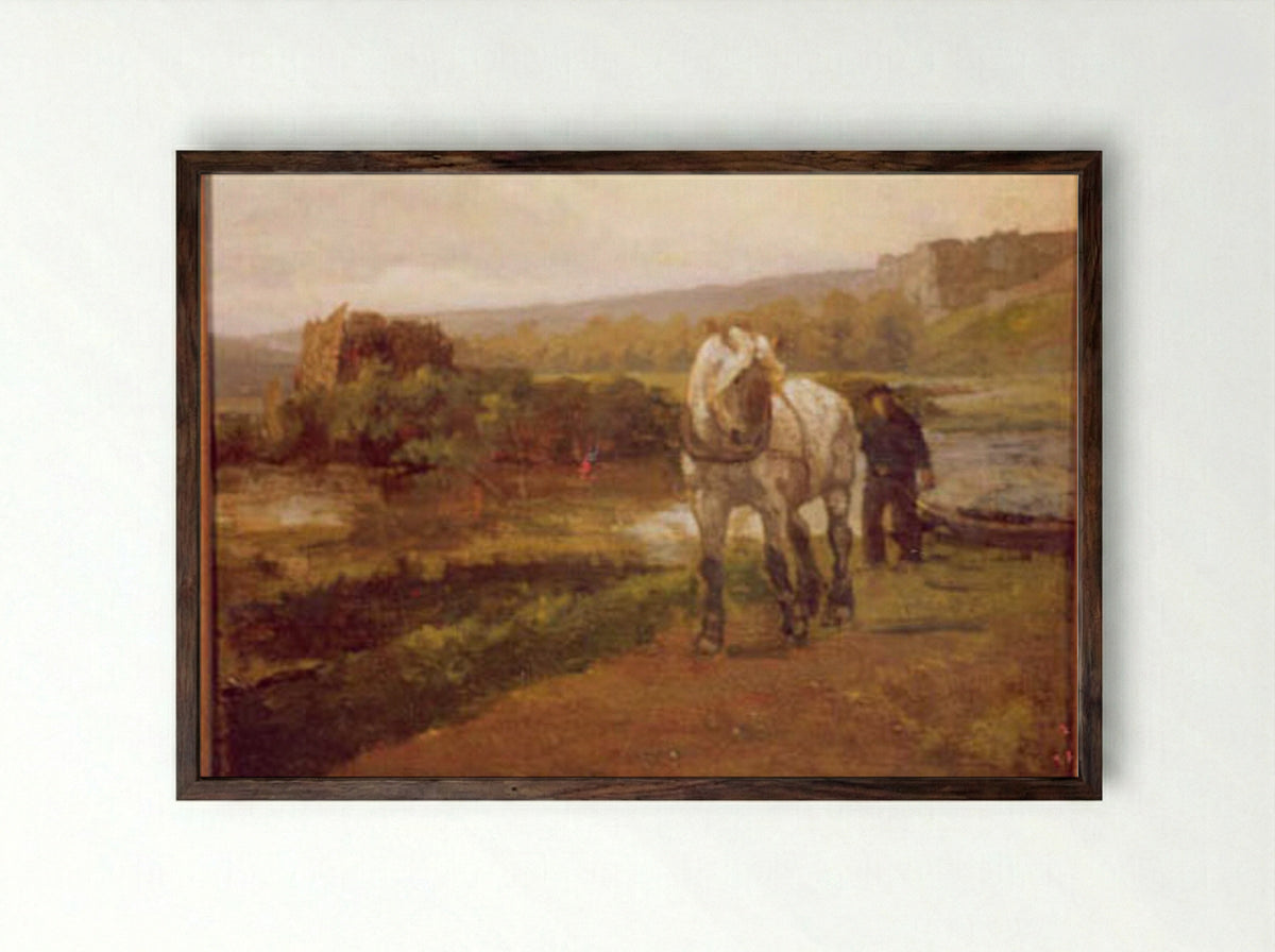 Landschap met twee ruiters - Cornelis Albertus Johannes Schermer - Framed Print Dark Wood