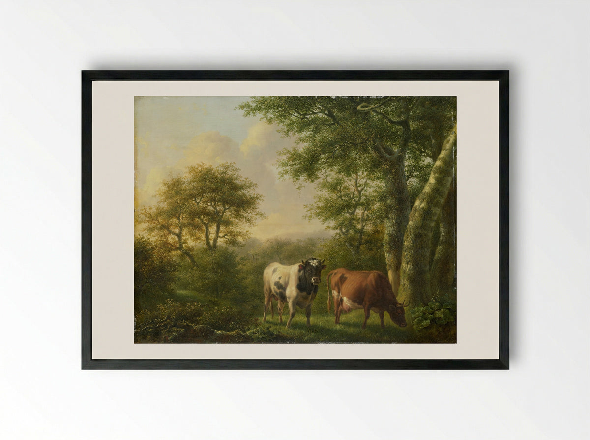 Landschap met vee - Adolf Karel Maximiliaan Engel - Framed Print Black