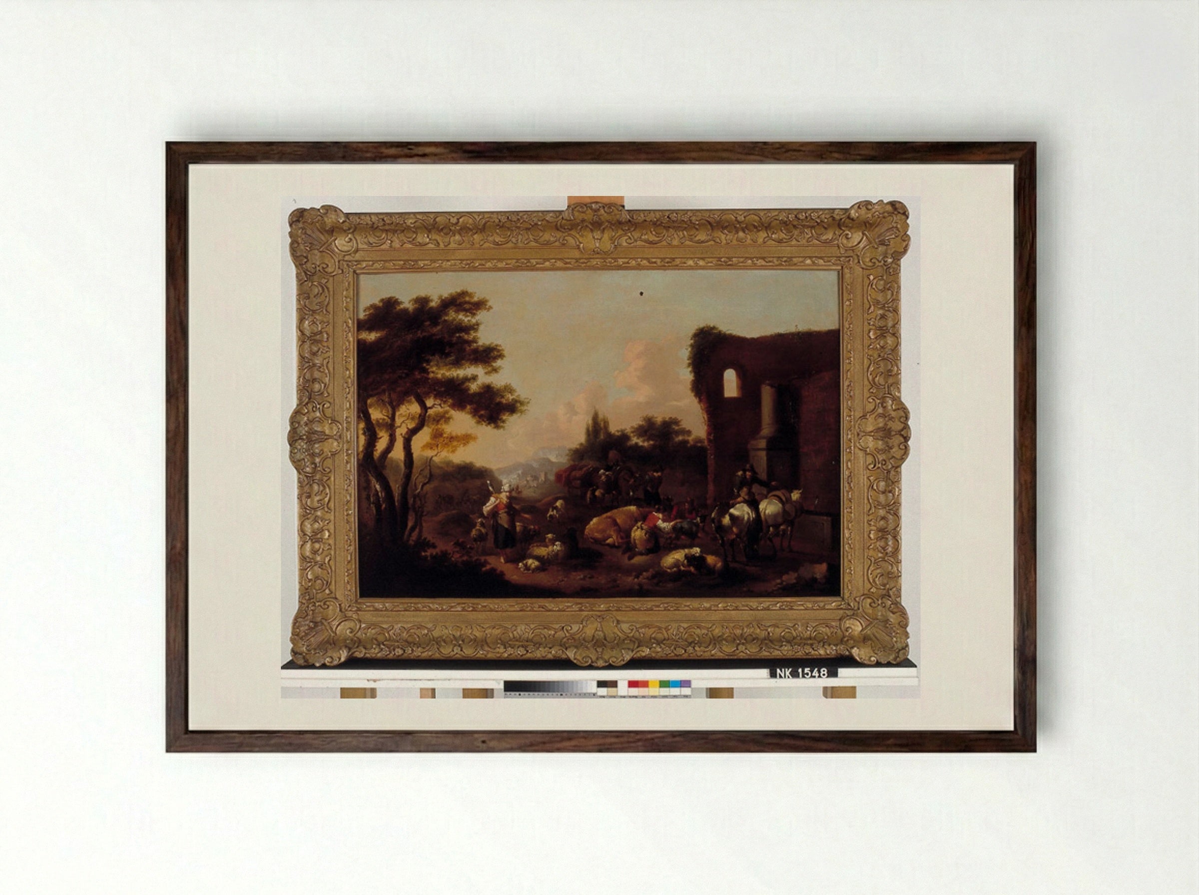 Landschap met vee - Willem Romeyn - Framed Print Dark Wood