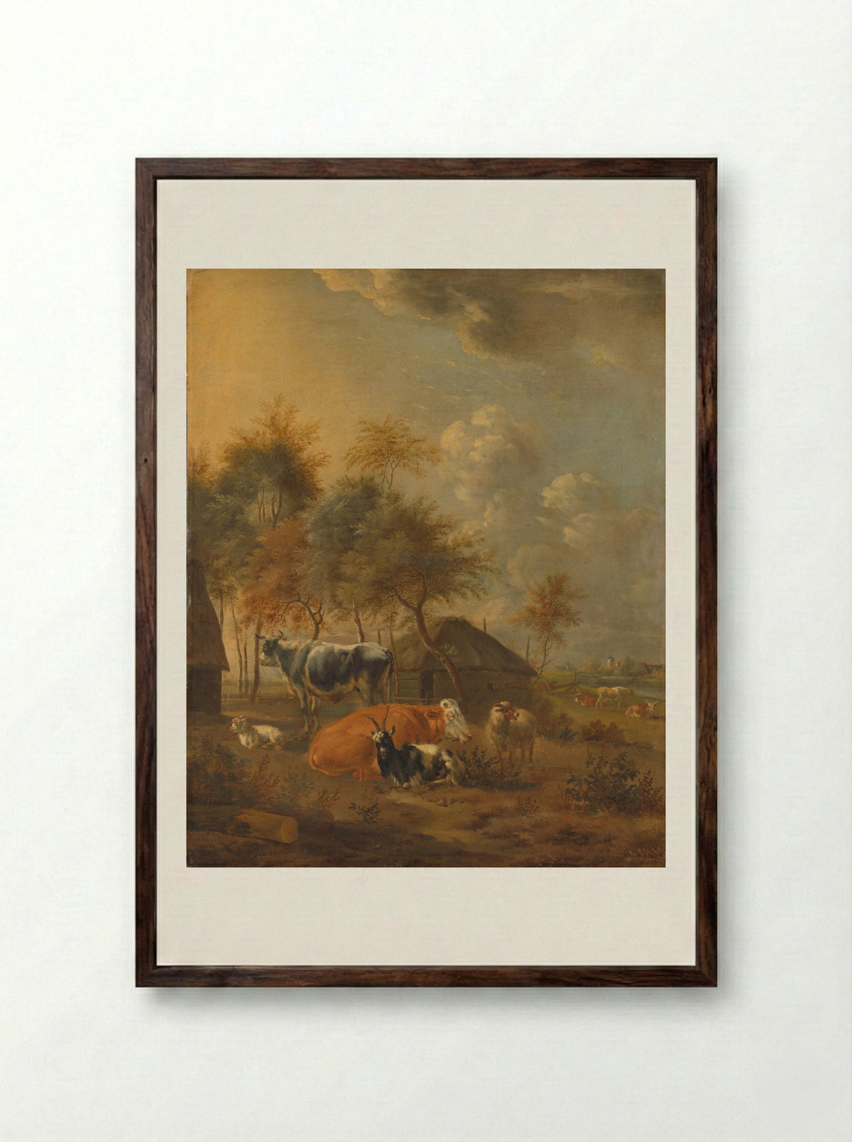 Landschap met vee - Monogrammist IL - Framed Print Dark Wood