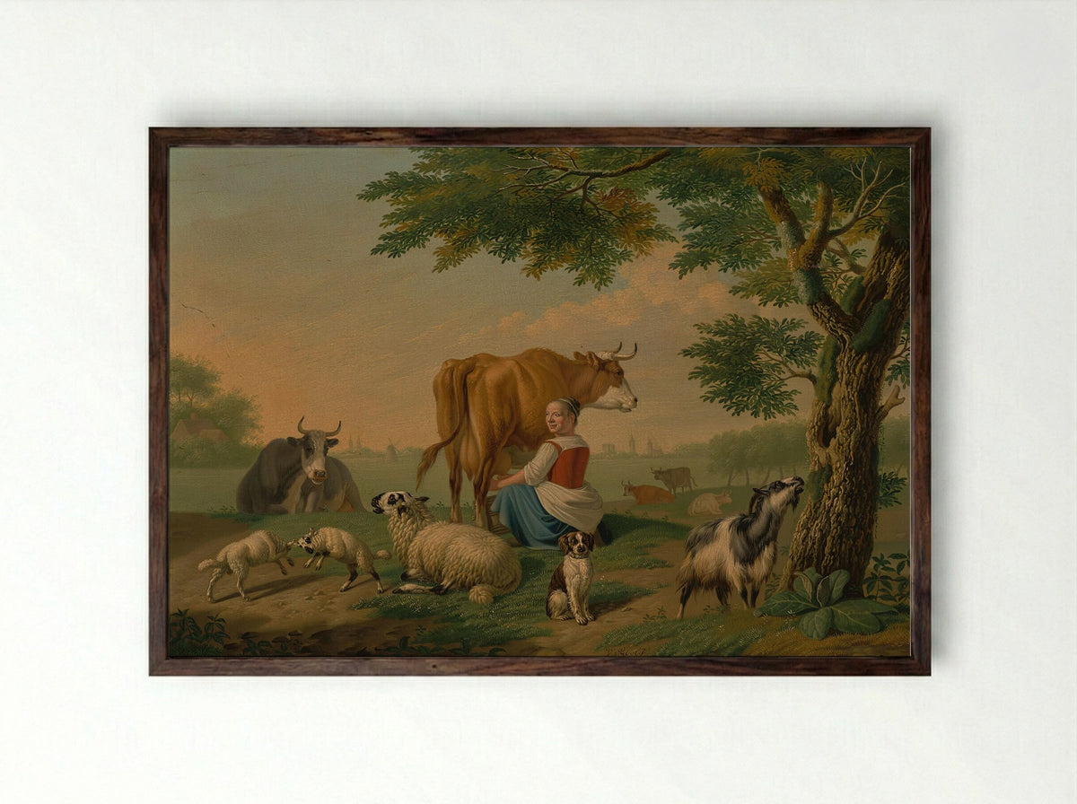 Landschap met vee - Jan van Gool - Framed Print Dark Wood