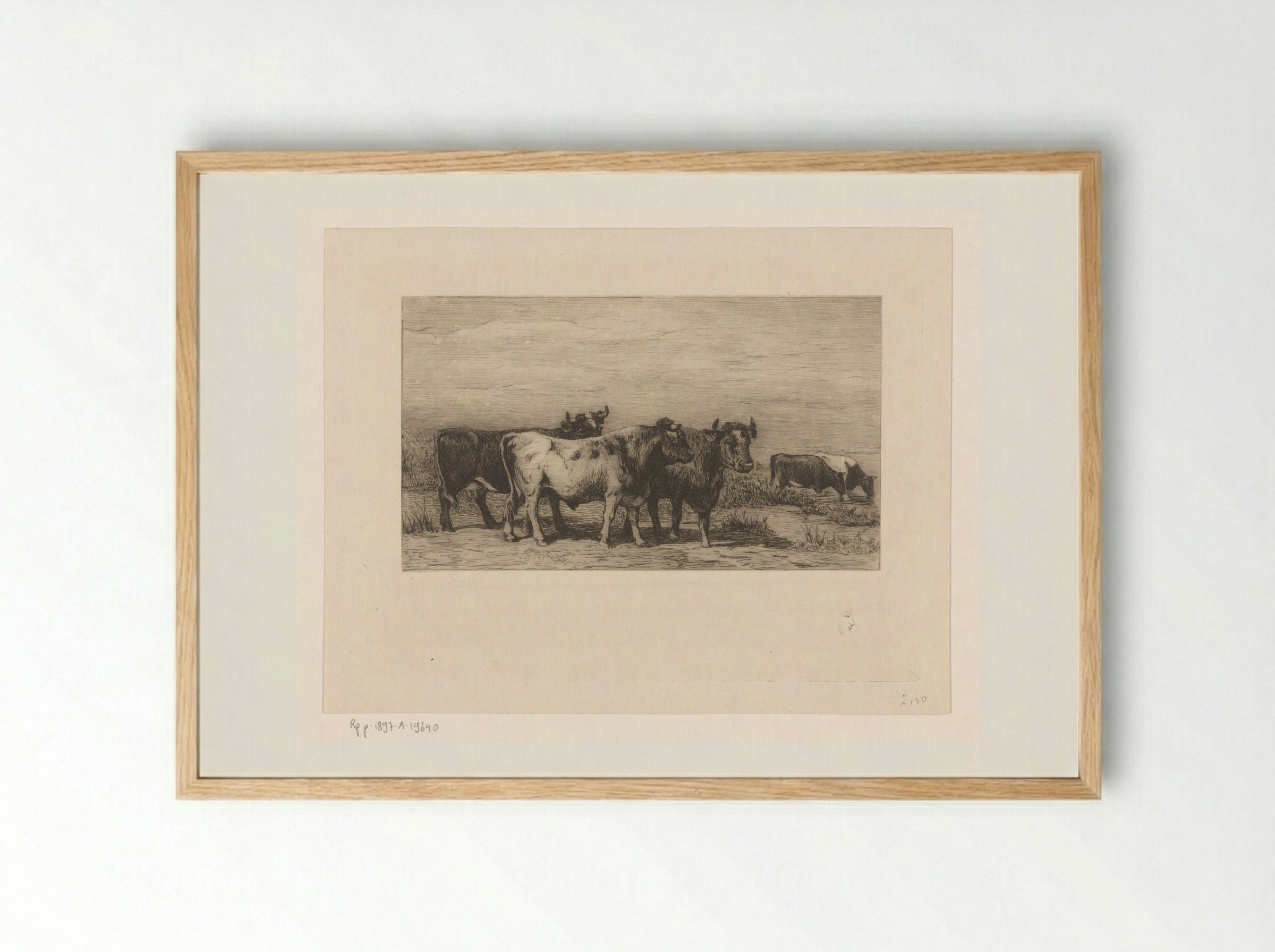 Landschap met vee - Philip Zilcken - Framed Print Wood
