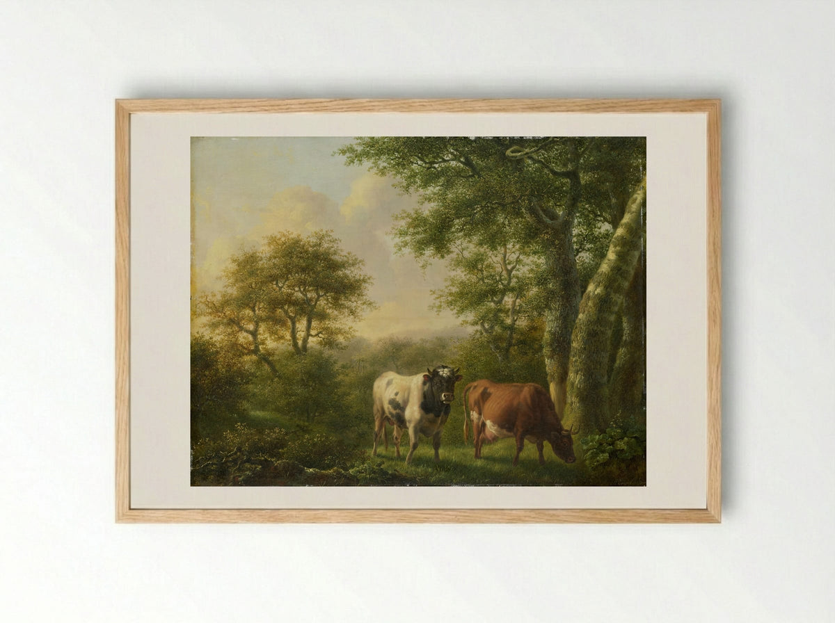 Landschap met vee - Adolf Karel Maximiliaan Engel - Framed Print Wood