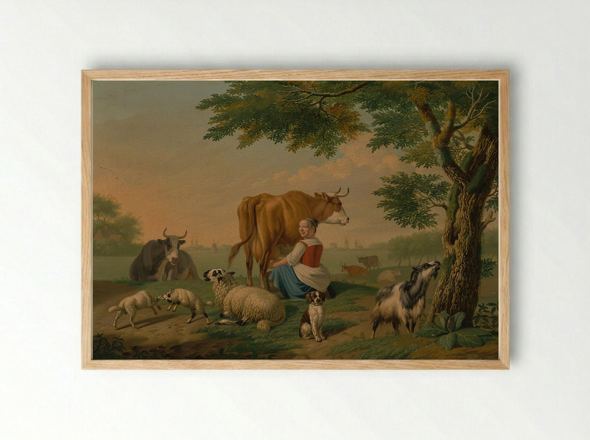 Landschap met vee - Jan van Gool - Framed Print Wood