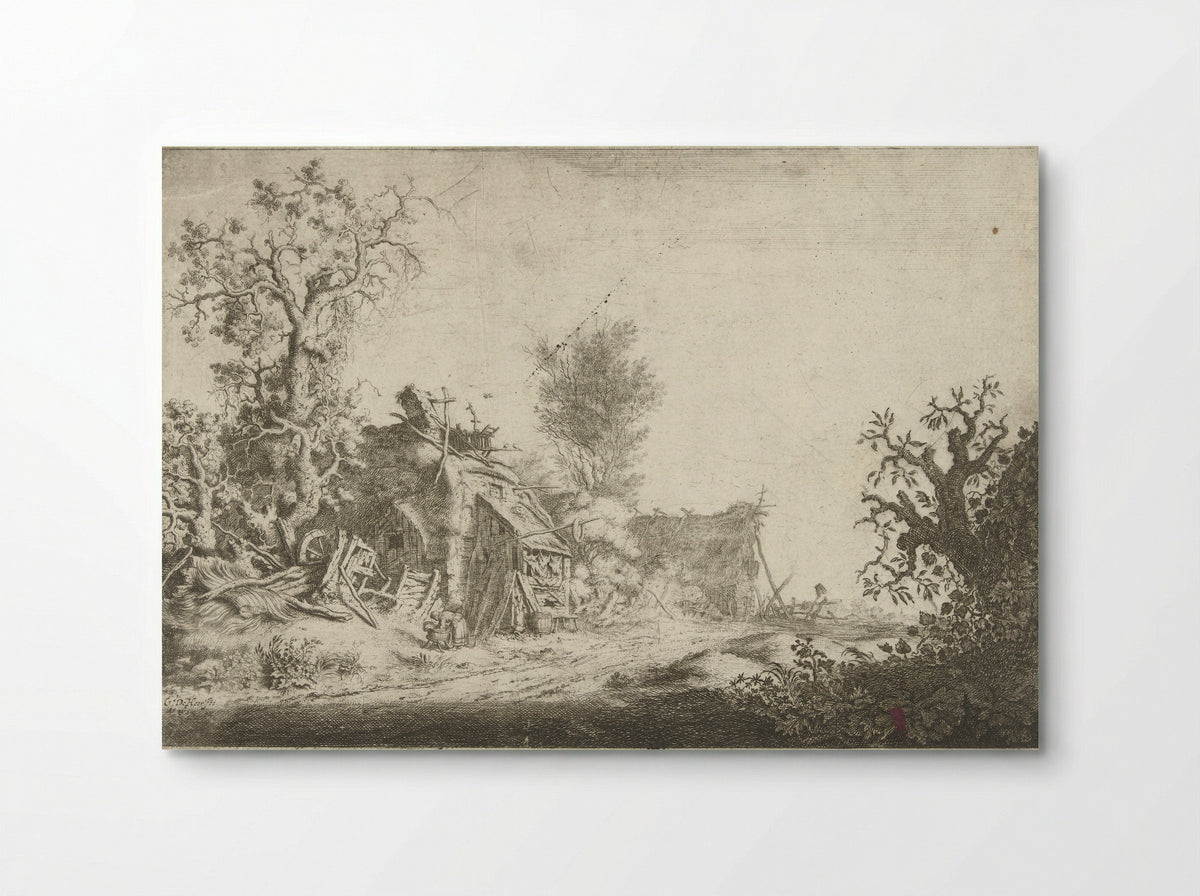 Landschap met vervallen boerderijen - Gerrit Adriaensz. de Heer - Poster