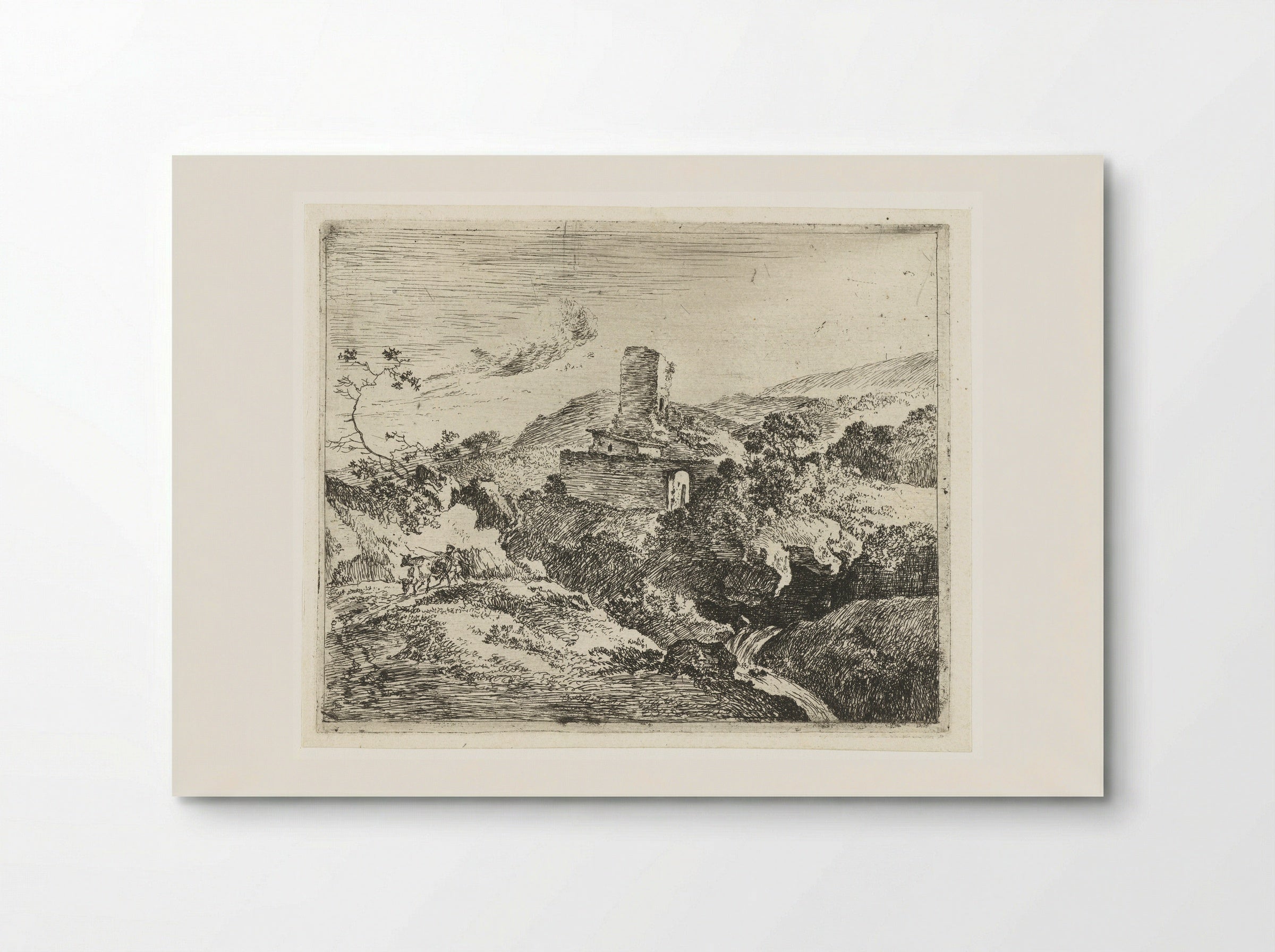 Landschap met vierkante toren - Adam Pijnacker - Poster