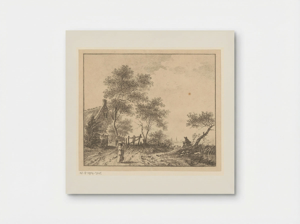 Landschap met vrouw met mand op het hoofd - Barentie Willem Dietz - Poster