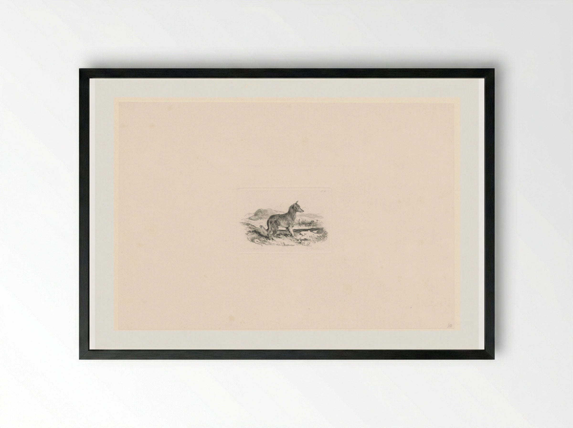 Landschap met waakhond - Edwin Henry Landseer - Framed Print Black