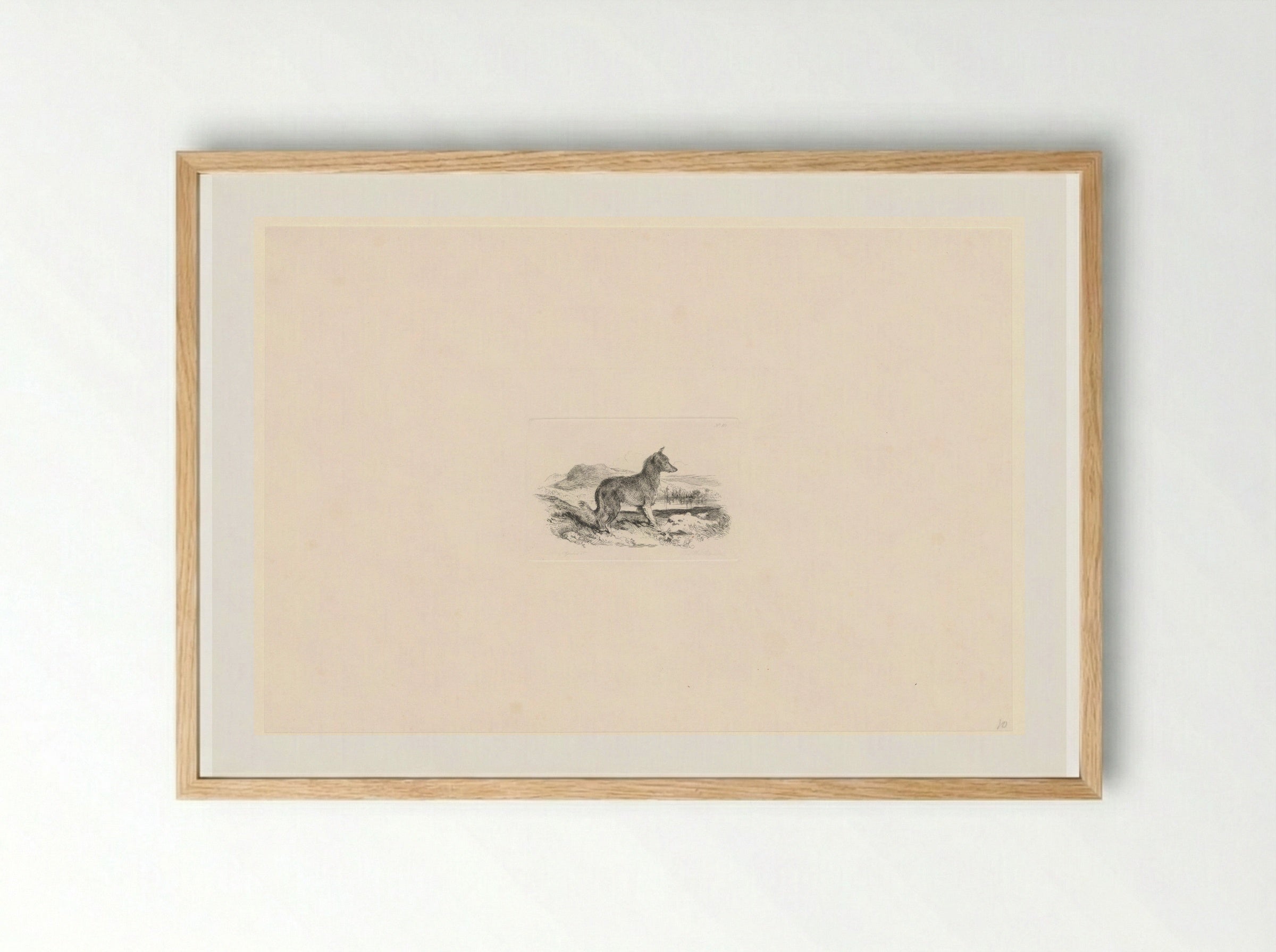 Landschap met waakhond - Edwin Henry Landseer - Framed Print Wood