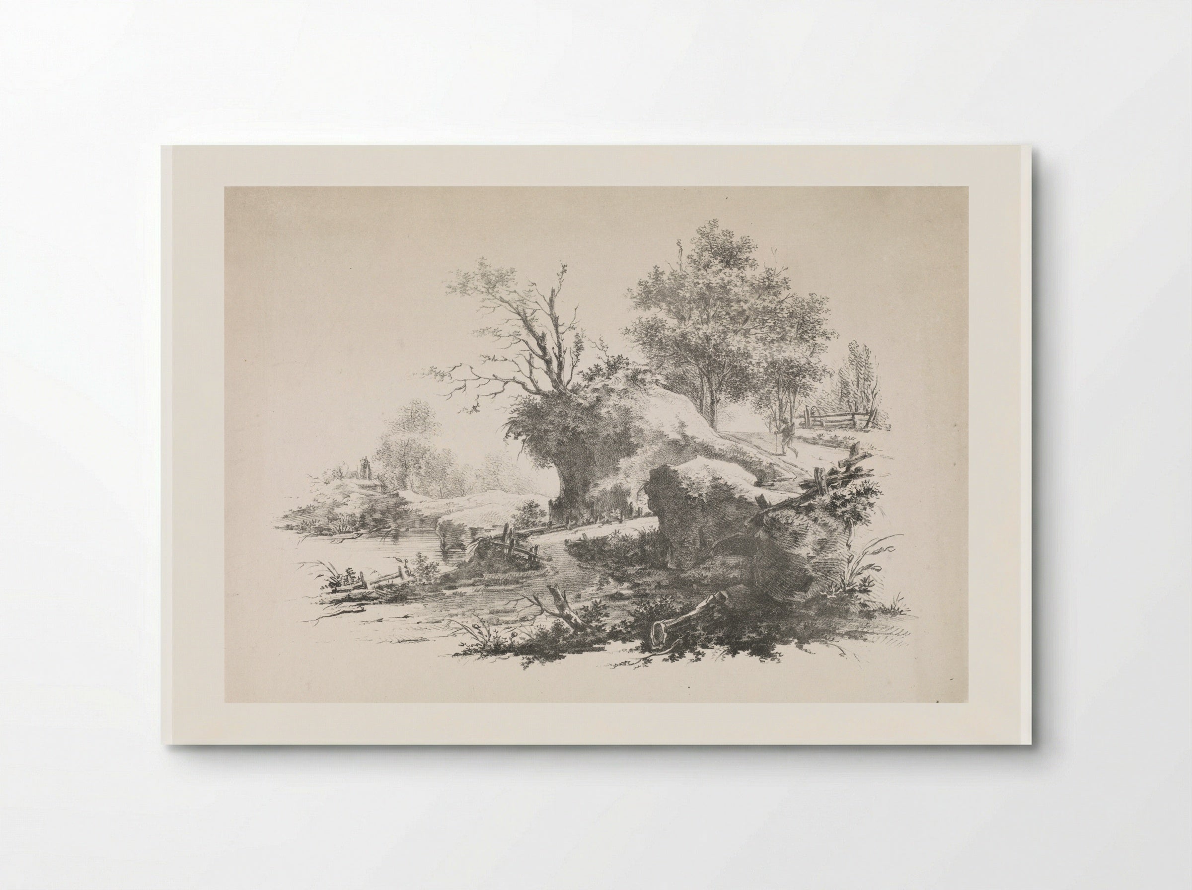 Landschap met wandelaar - Joannes Bemme - Poster