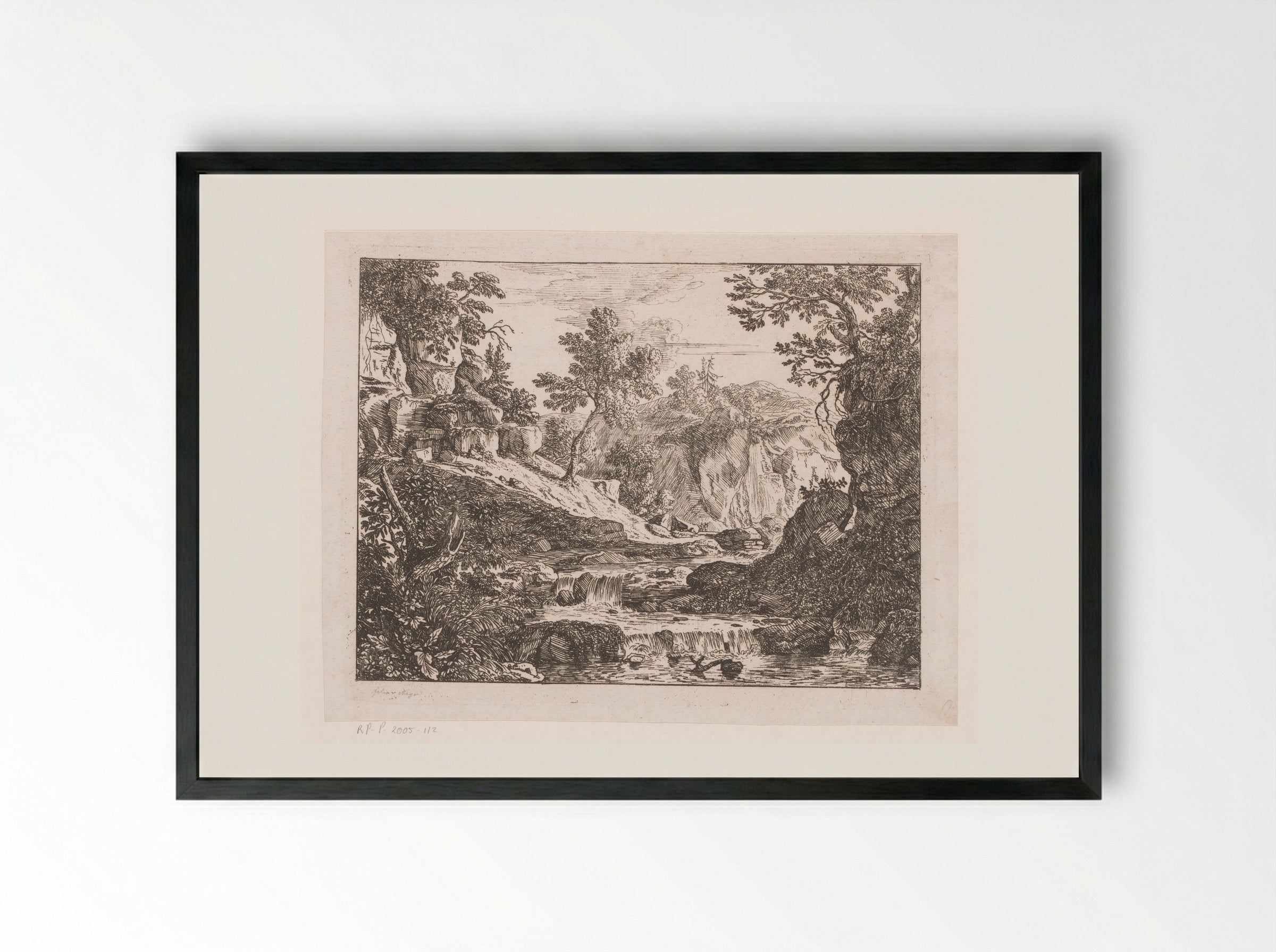 Landschap met watervallen - Felix Meyer - Framed Print Black