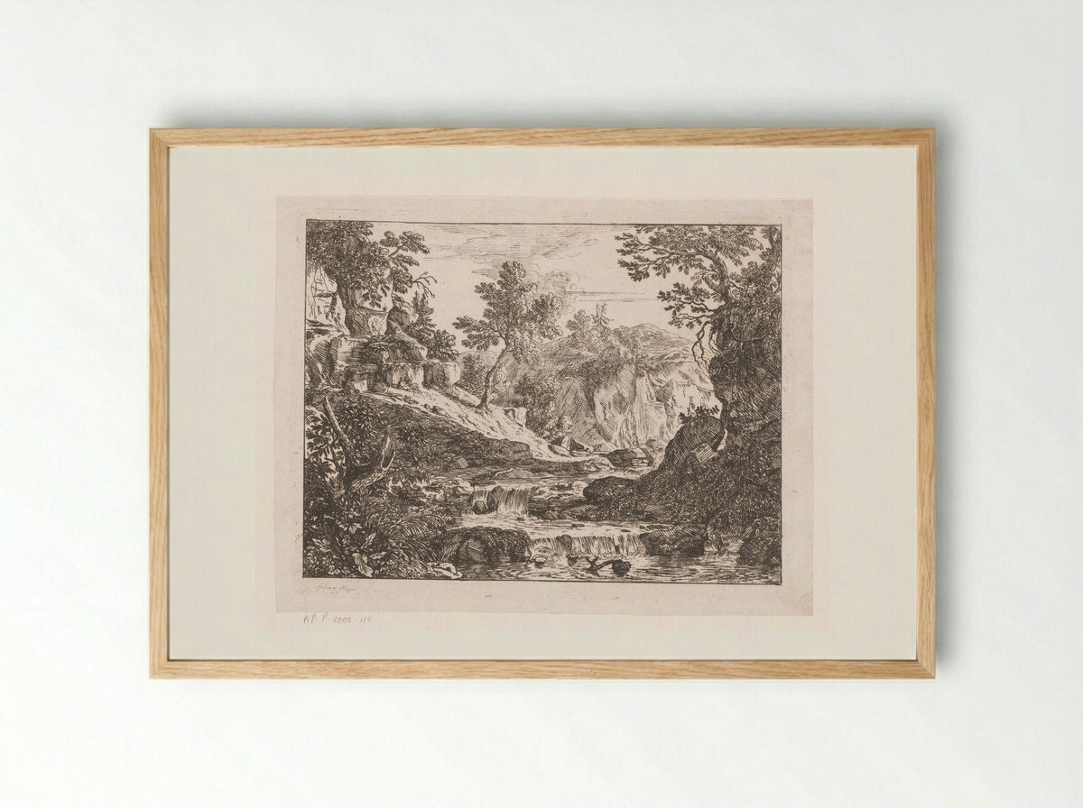 Landschap met watervallen - Felix Meyer - Framed Print Wood