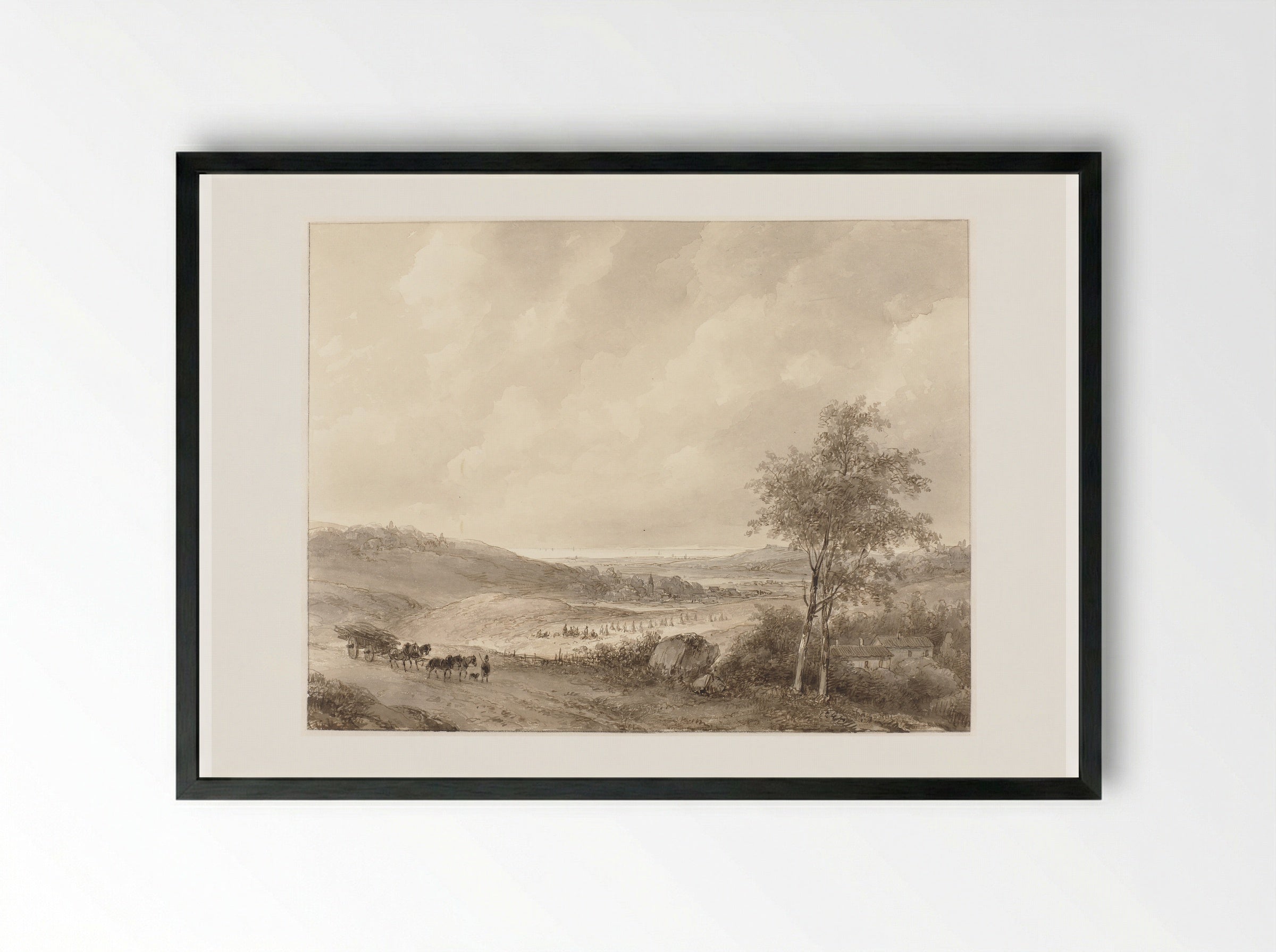 Landschap tussen Calais en Boulogne - Andreas Schelfhout - Framed Print Black
