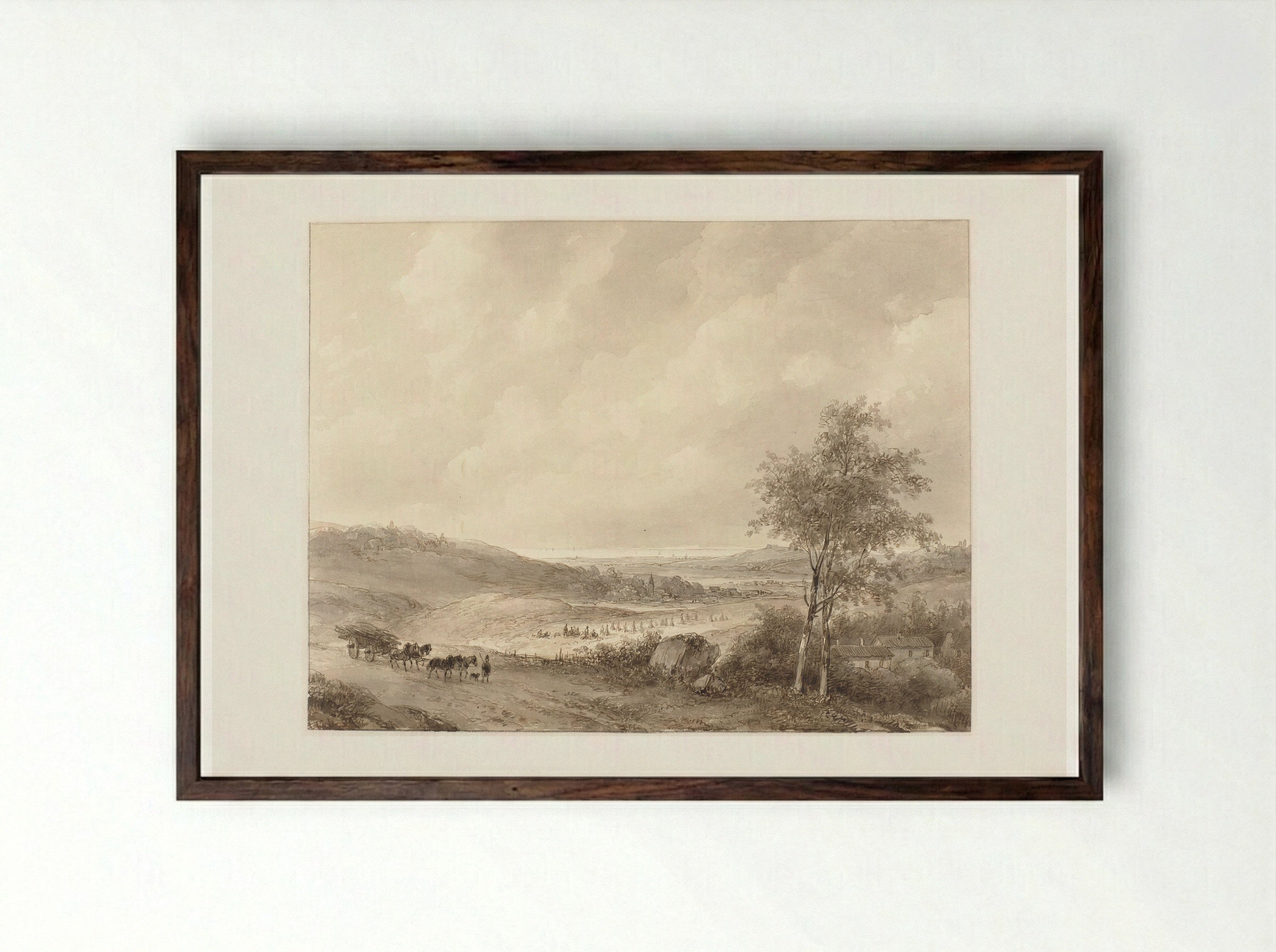 Landschap tussen Calais en Boulogne - Andreas Schelfhout - Framed Print Dark Wood