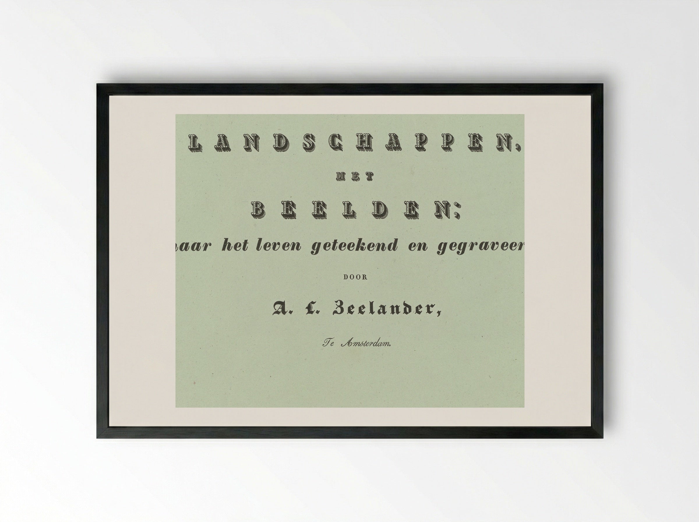 Landschappen met beelden (Title Page) - Abraham Lion Zeelander - Framed Print Black