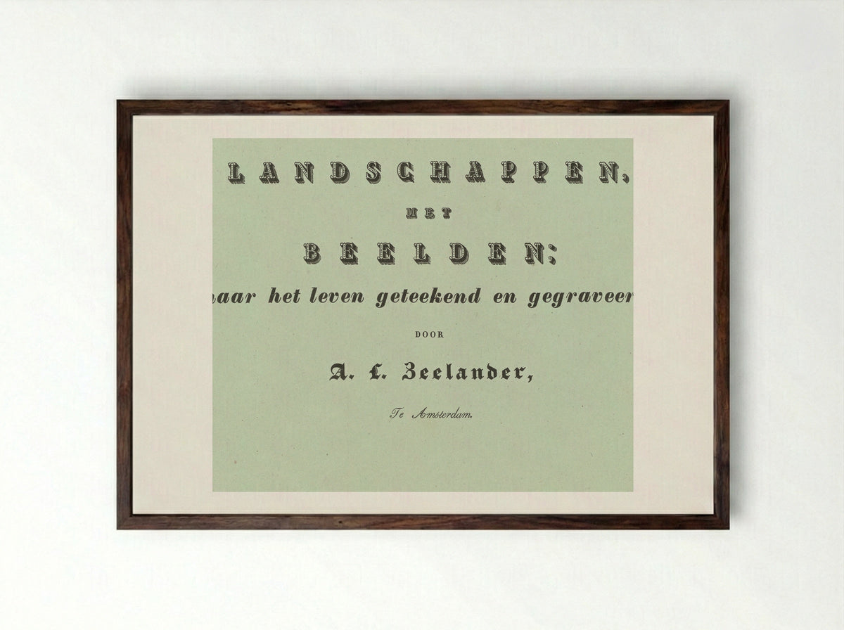 Landschappen met beelden (Title Page) - Abraham Lion Zeelander - Framed Print Dark Wood