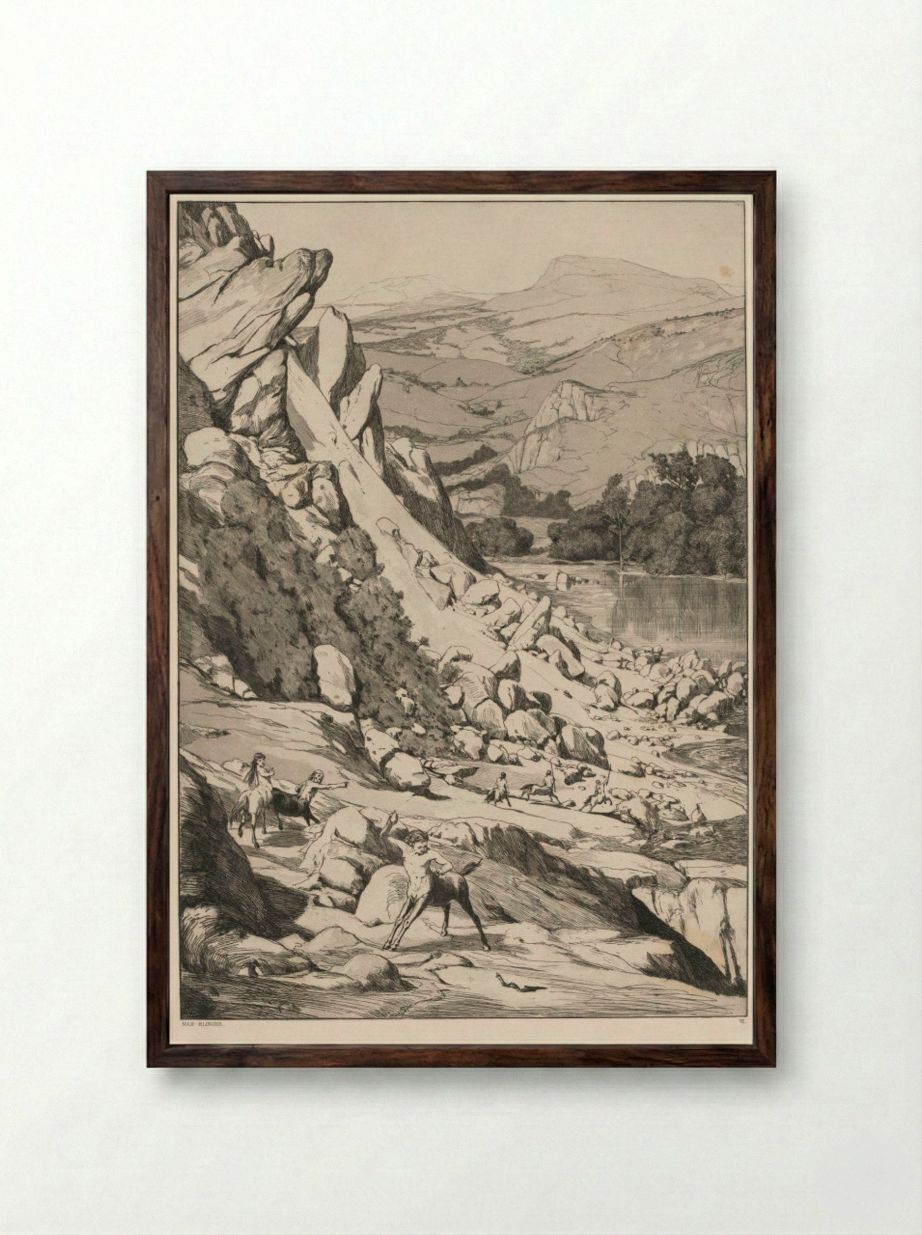 Landslide (Opus IV, 6) - Max Klinger - Framed Print Dark Wood