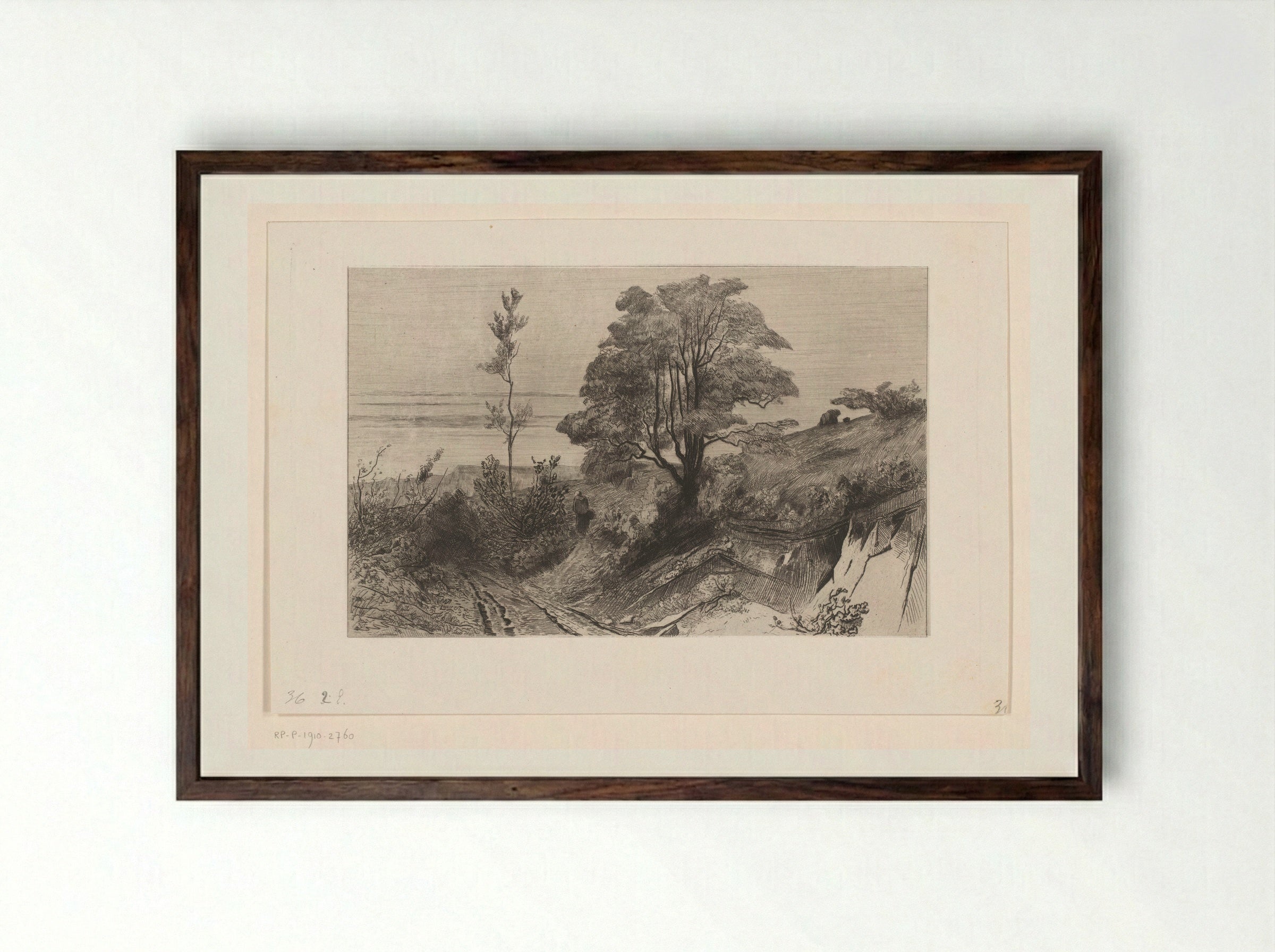 Landweg bij Warnant - Carel Nicolaas Storm van 's-Gravesande - Framed Print Dark Wood