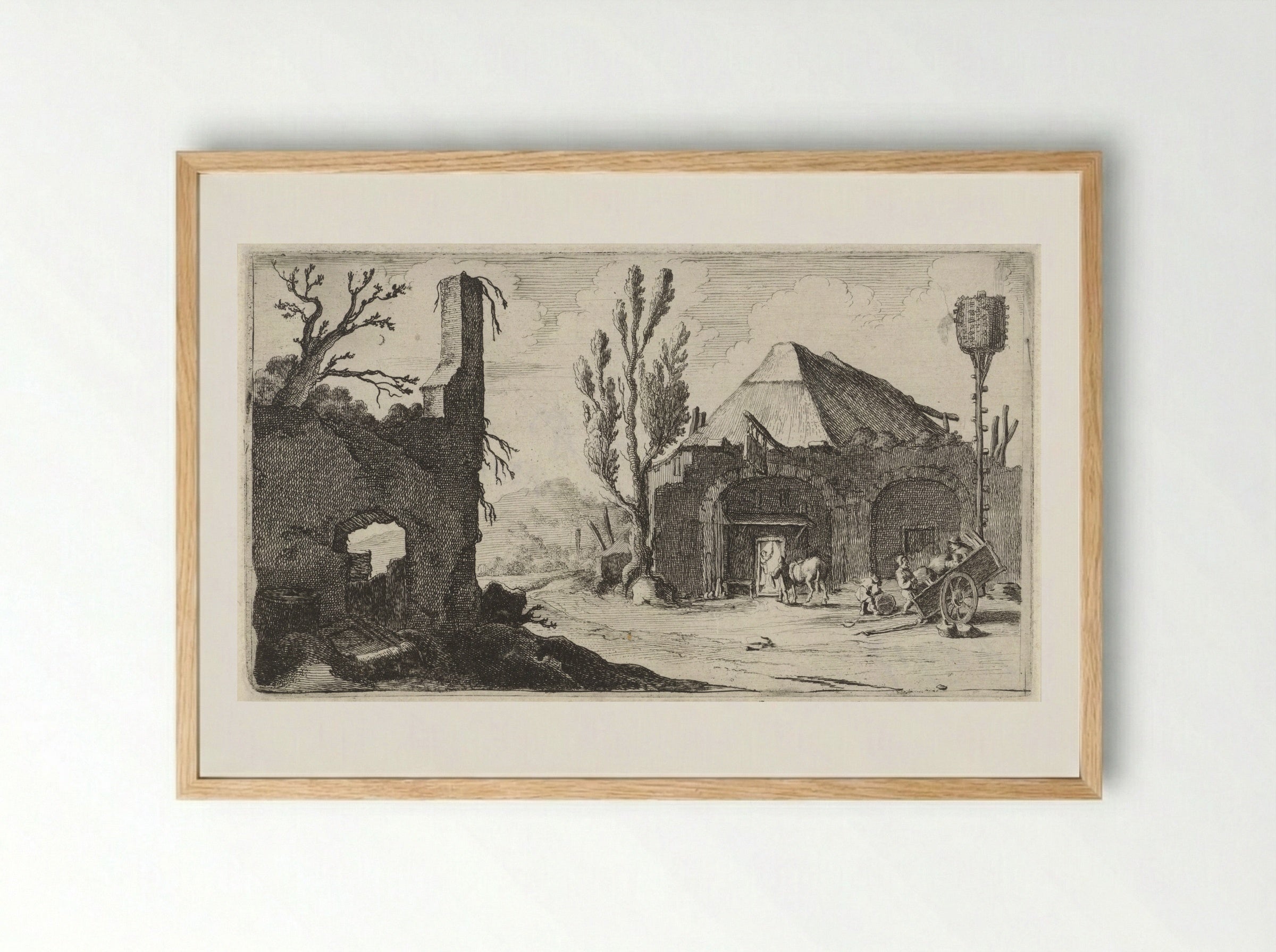 Landweg bij een ruïne en een herberg - Gillis van Scheyndel (I) - Framed Print Wood