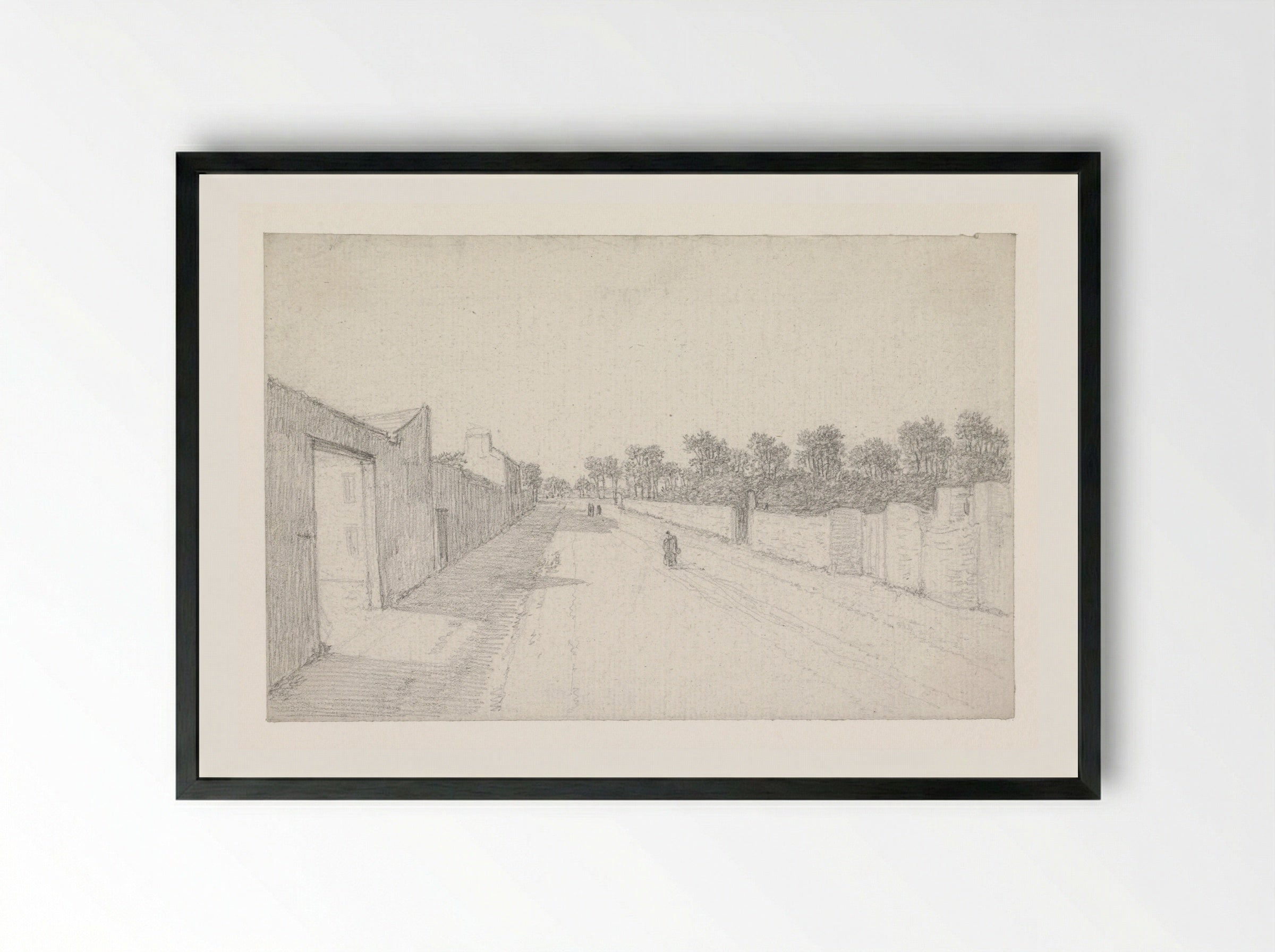Landweg tussen muren - Georges Michel - Framed Print Black