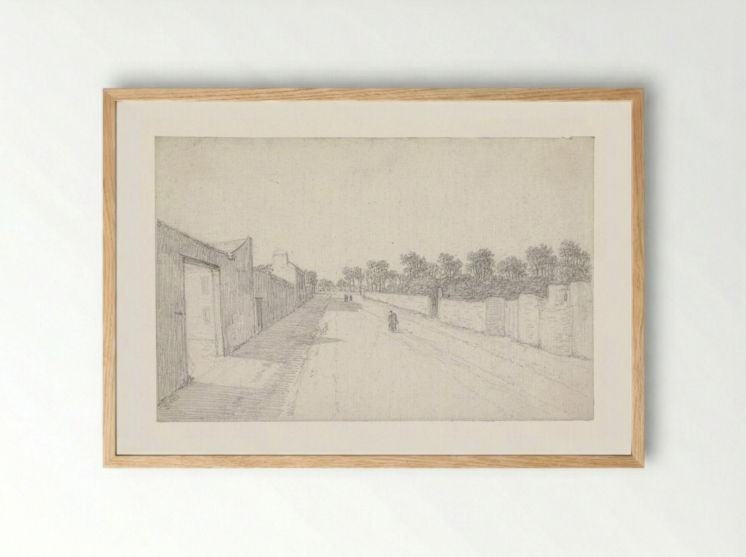 Landweg tussen muren - Georges Michel - Framed Print Wood