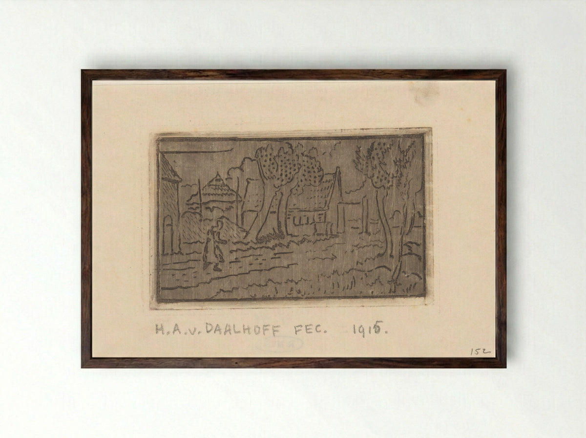 Landweg - Herman Antonius van Daalhoff - Framed Print Dark Wood