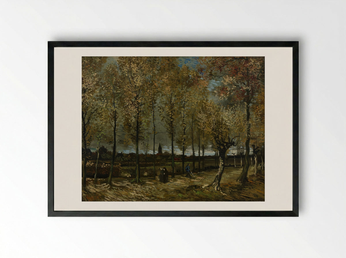 Lane with Poplars near Nuenen - Vincent van Gogh - Framed Print Black