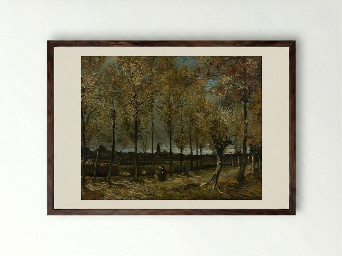 Lane with Poplars near Nuenen - Vincent van Gogh - Framed Print Dark Wood