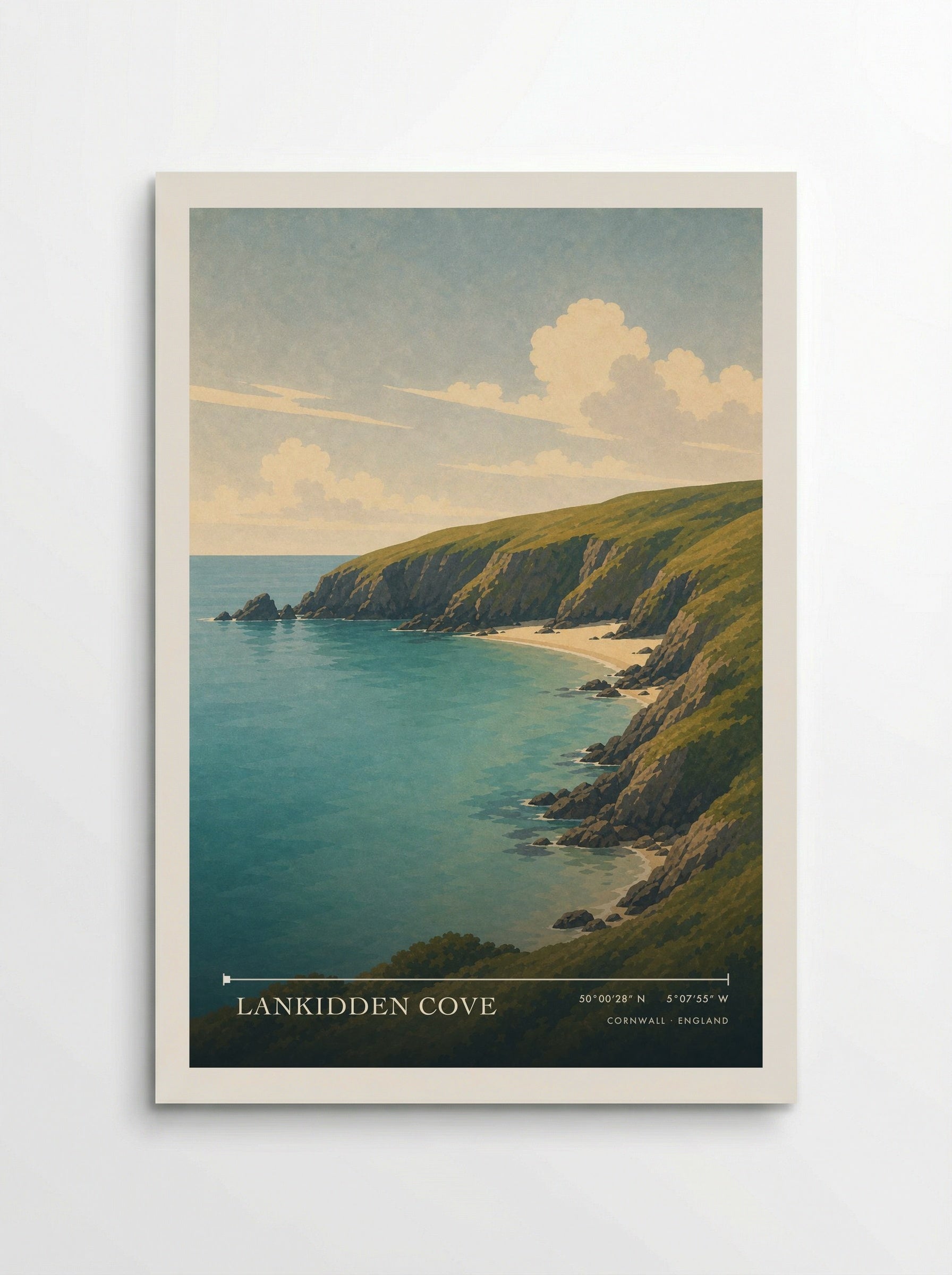 Lankidden Cove Cornwall England Travel Poster - Poster