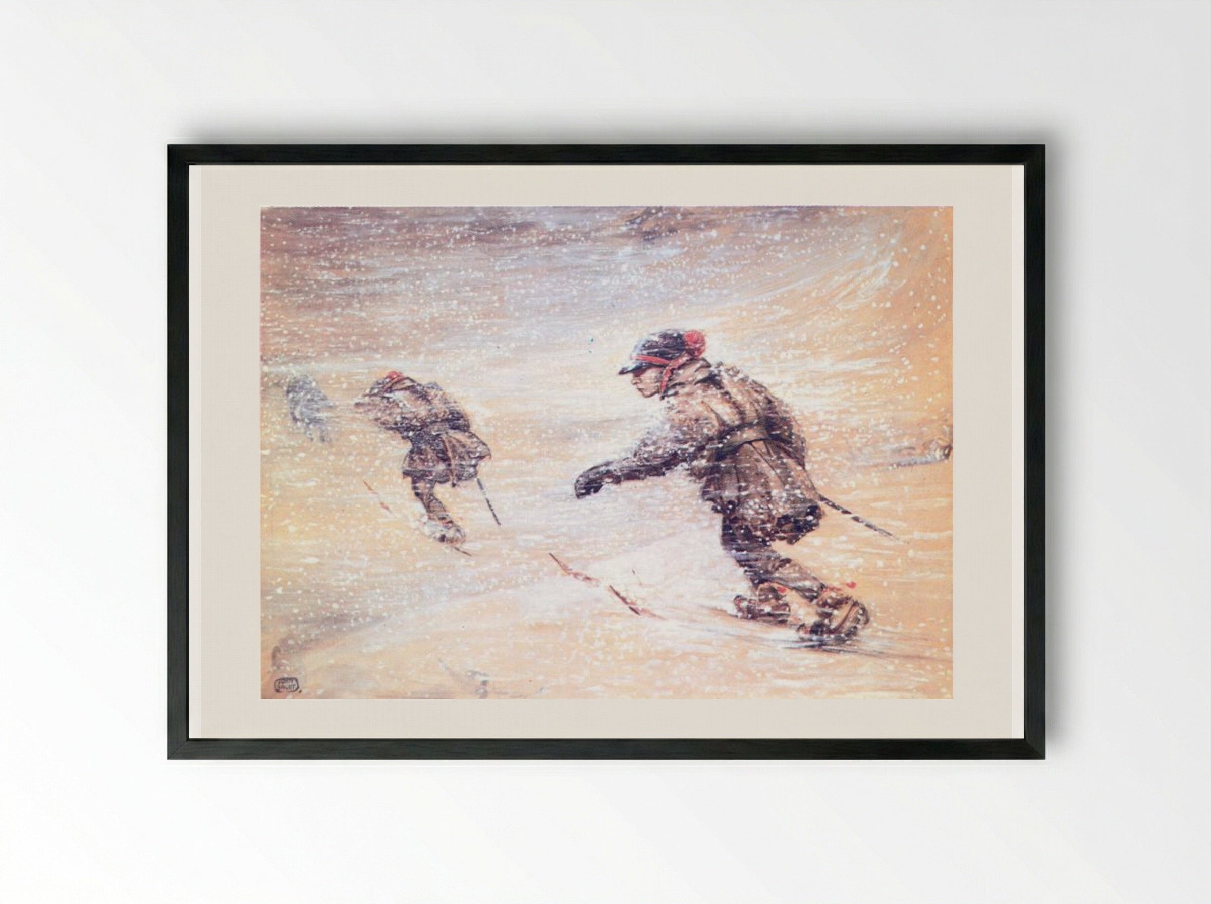 Laplanders in a Snowstorm - John Bauer - Framed Print Black
