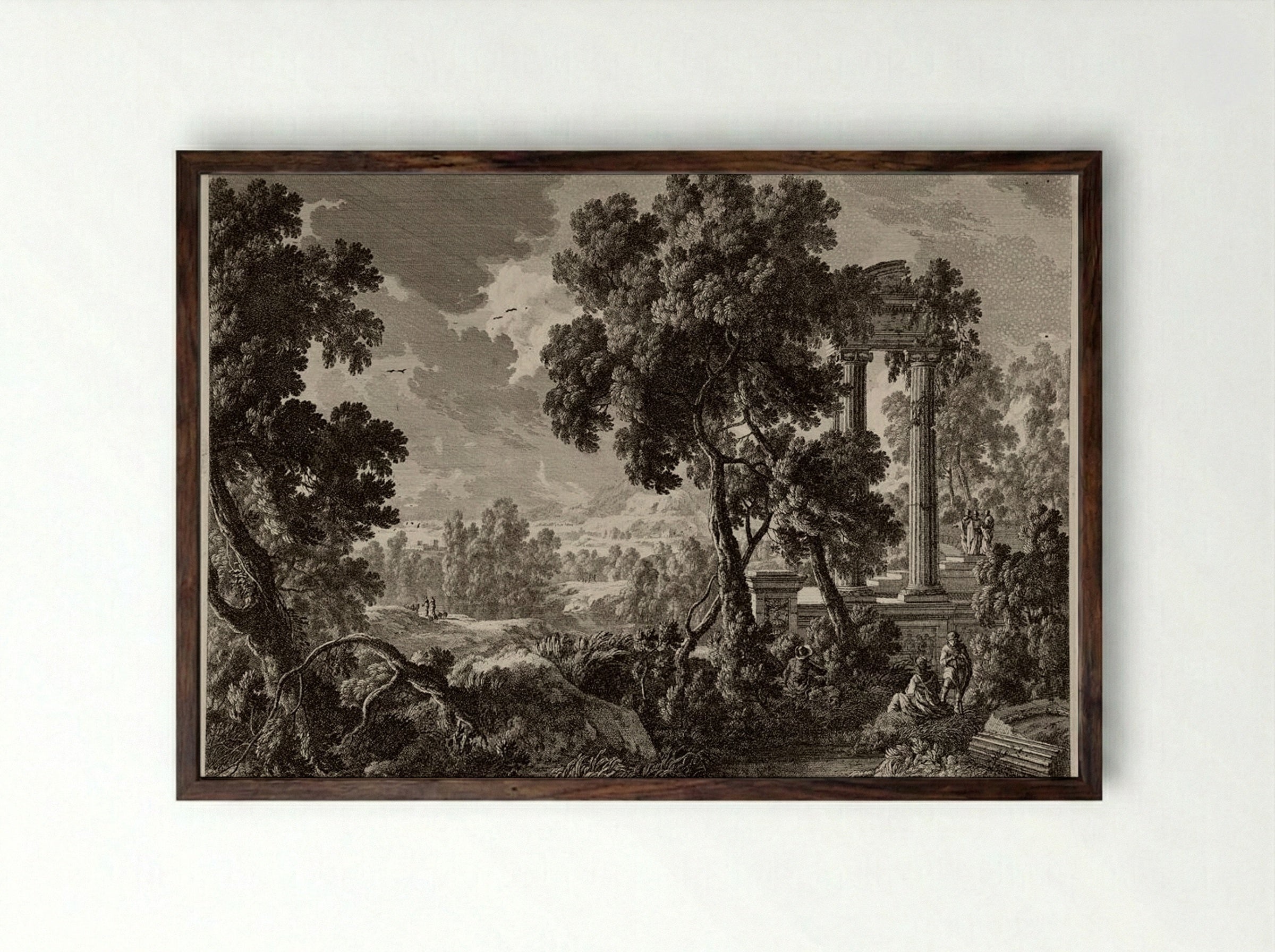 Large Baroque Landscape - Nicolas Perelle - Framed Print Dark Wood