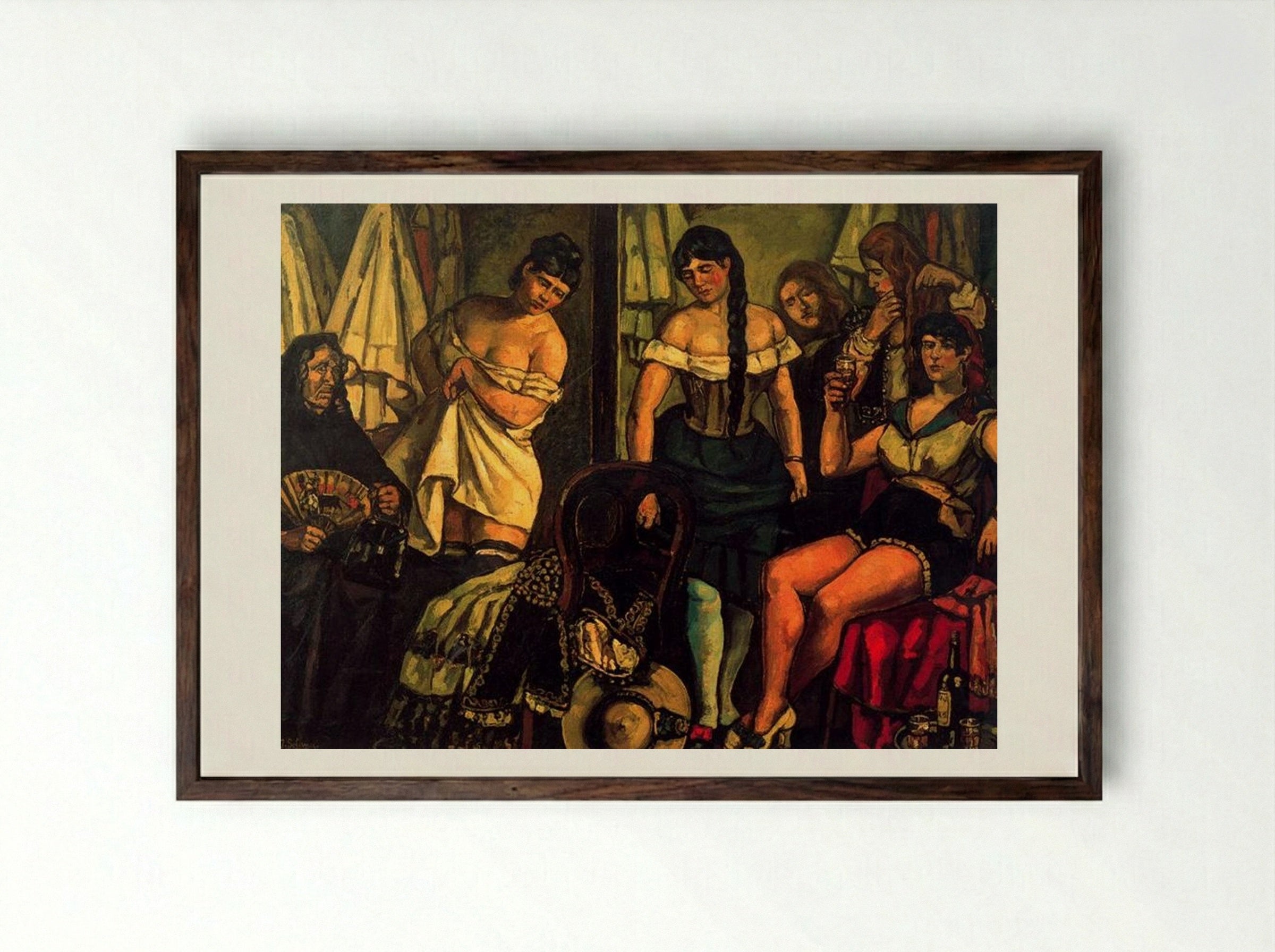 Las chicas de la Claudia - José Gutiérrez Solana - Framed Print Dark Wood