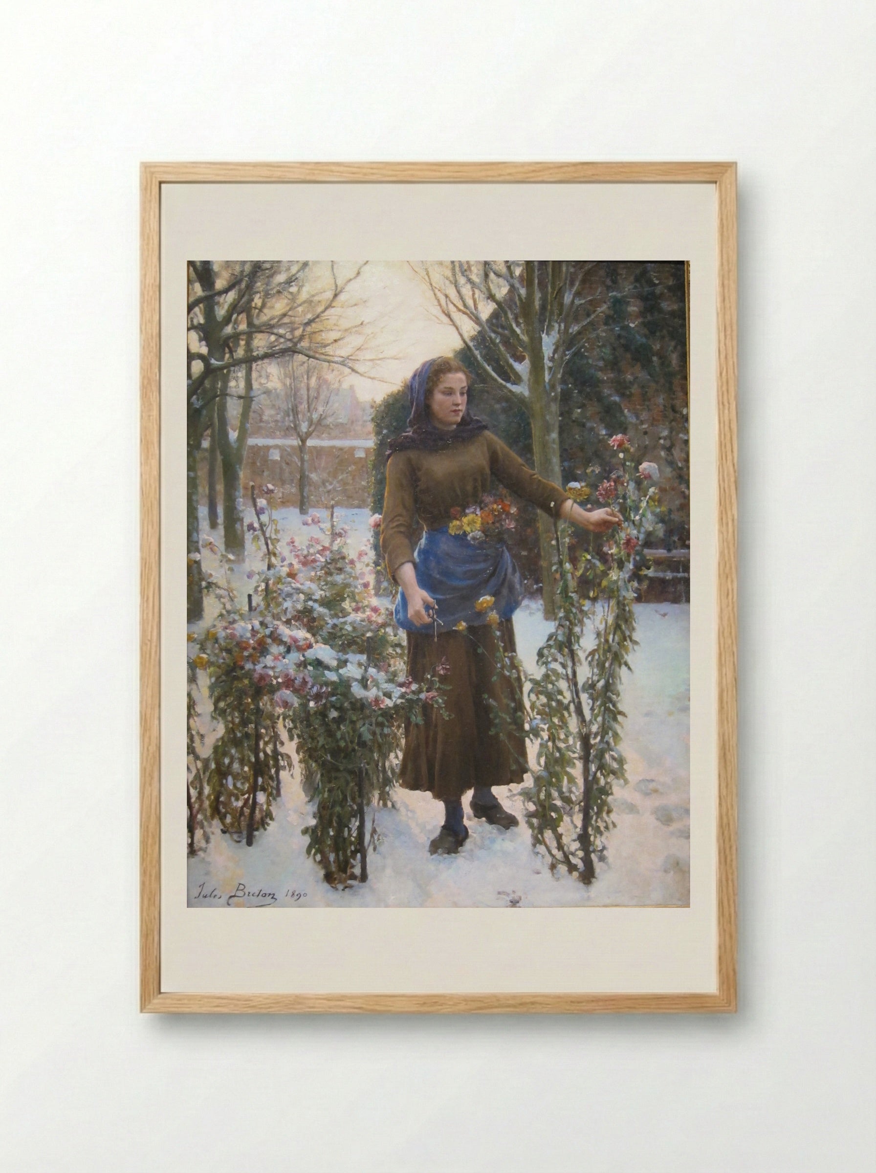 Last Flowers - Jules Breton - Framed Print Wood