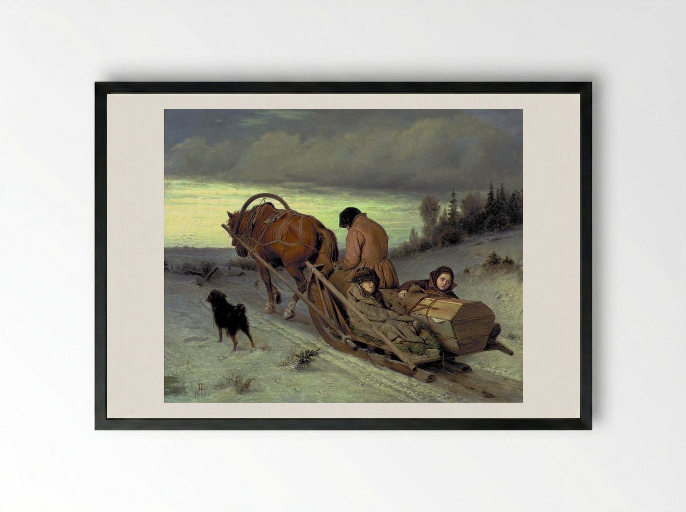 Last Journey - Vasily Perov - Framed Print Black