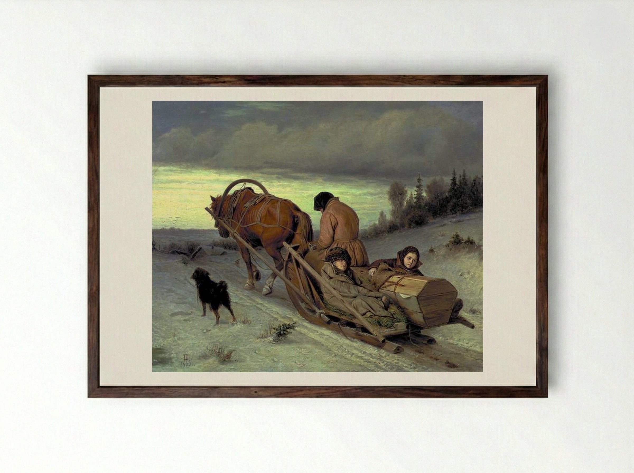 Last Journey - Vasily Perov - Framed Print Dark Wood