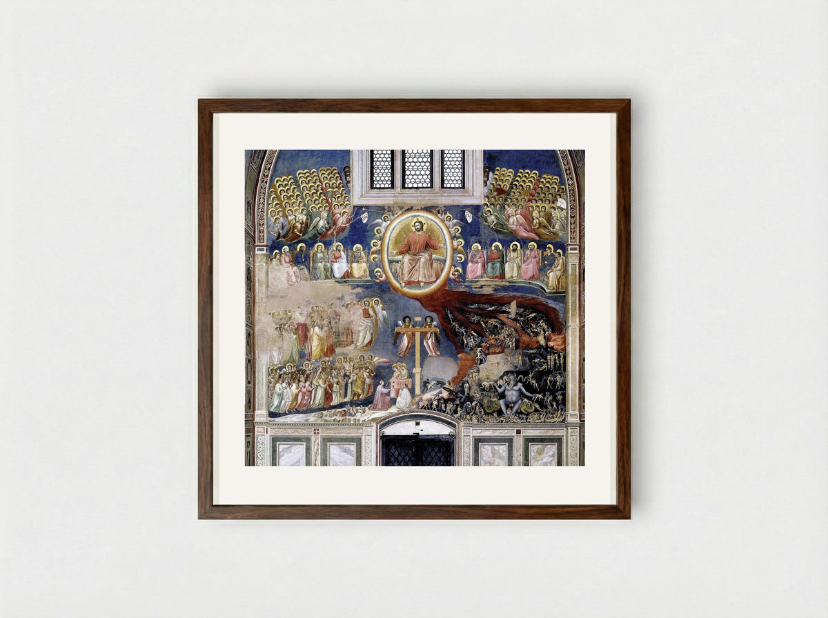 Last Judgment - Giotto di Bondone - Framed Print Dark Wood