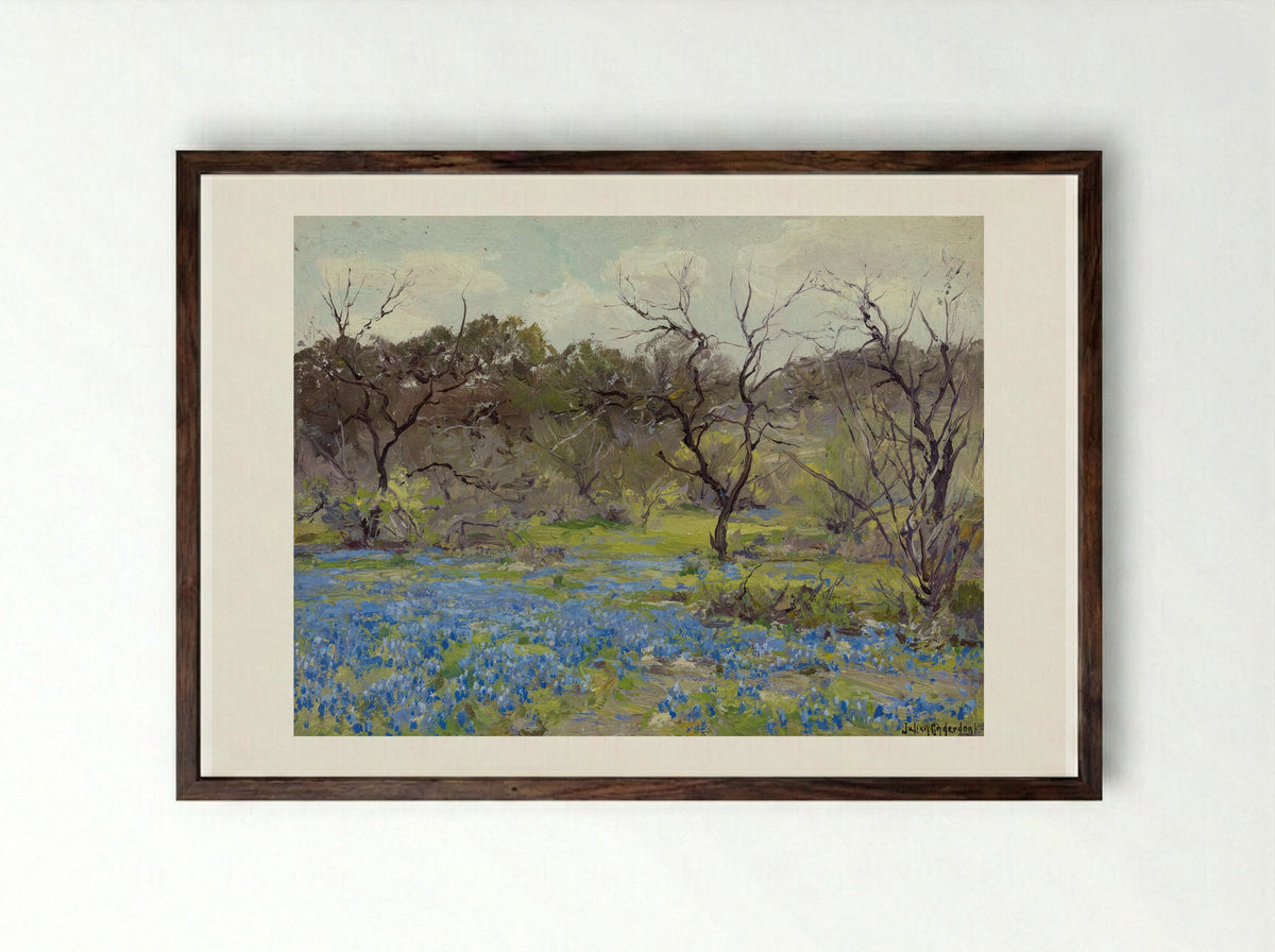 Last Rays of Sunlight, Early Spring in San Antonio - Robert Julian Onderdonk - Framed Print Dark Wood